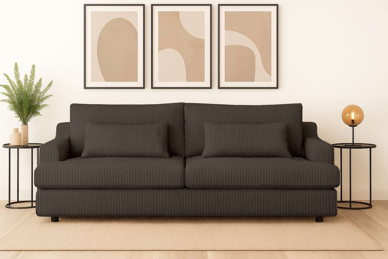 OTTO home Big-Sofa "Evelle 3 Sitzer Maxi" 237 cm, tiefe Sitzfläche, Lounge-Sitzkomfort, Struktur, Breitcord