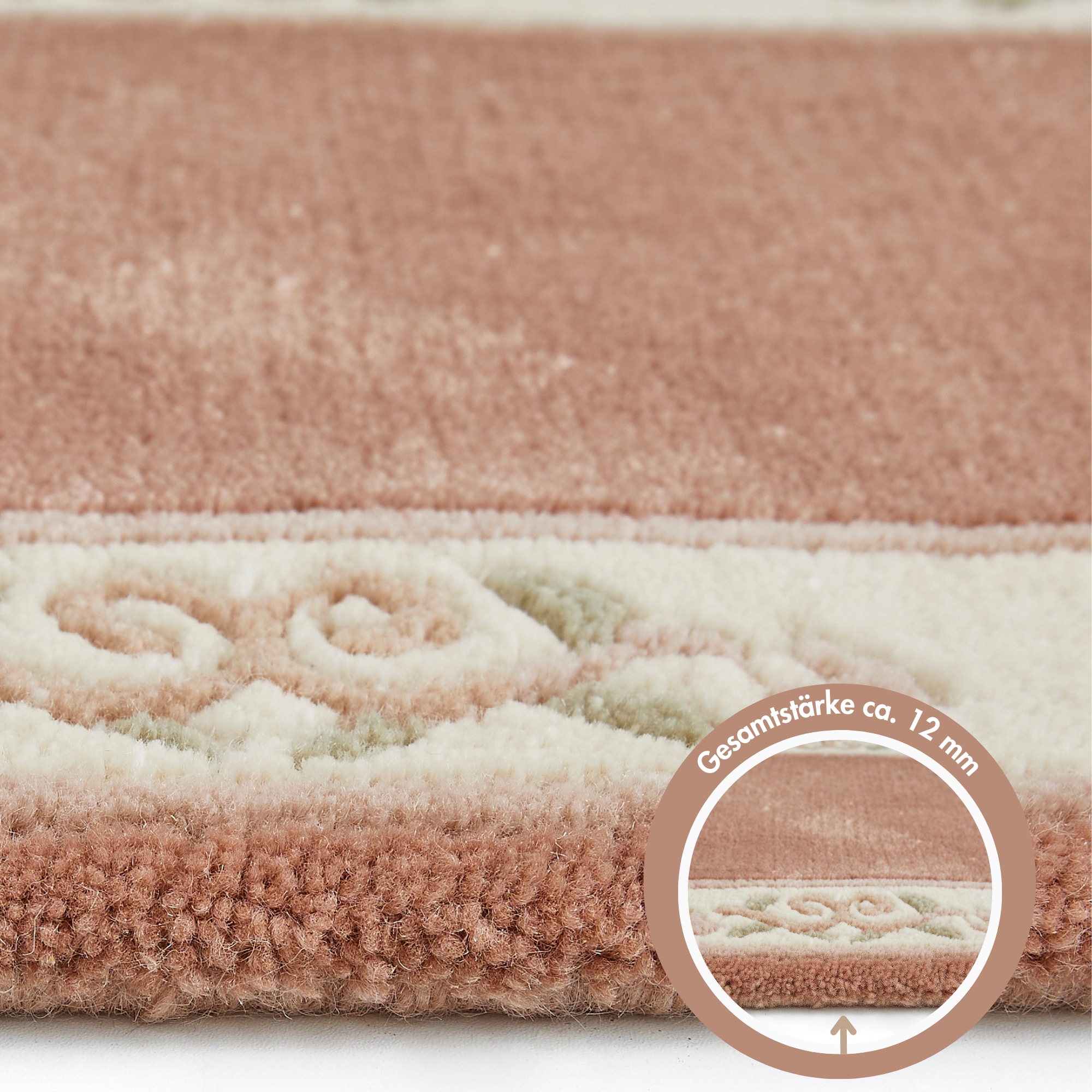 LUXOR living Wollteppich »Giza« rechteckig 12 mm Höhe reine Wolle, handgeknüpft, mit Bordüre und Fransen
