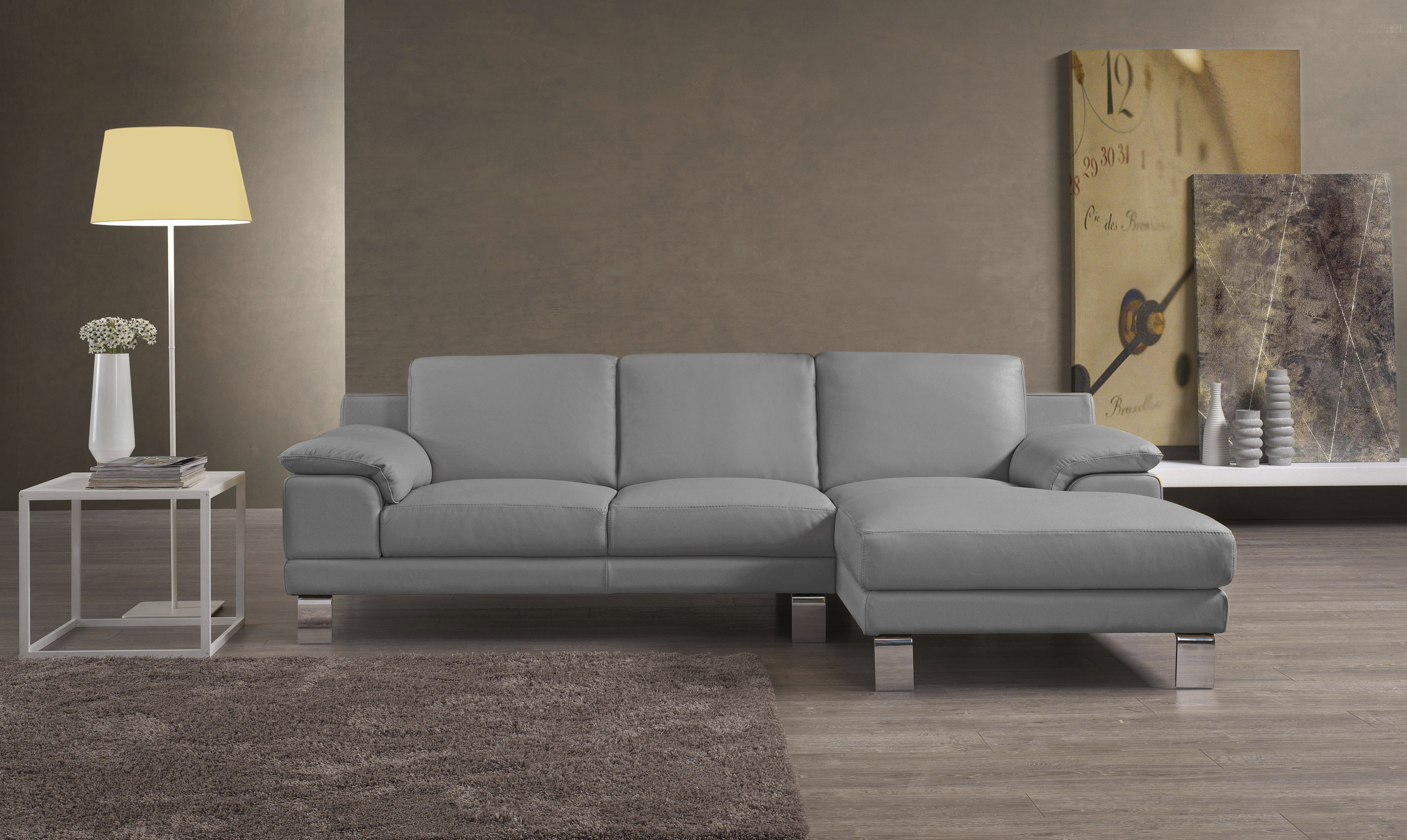 Egoitaliano Ecksofa "Shakira, Design & Sitzkomfort auf hohem Niveau, Breite 236cm, L-Form" mit Recamiere, L-Form, edle Füße