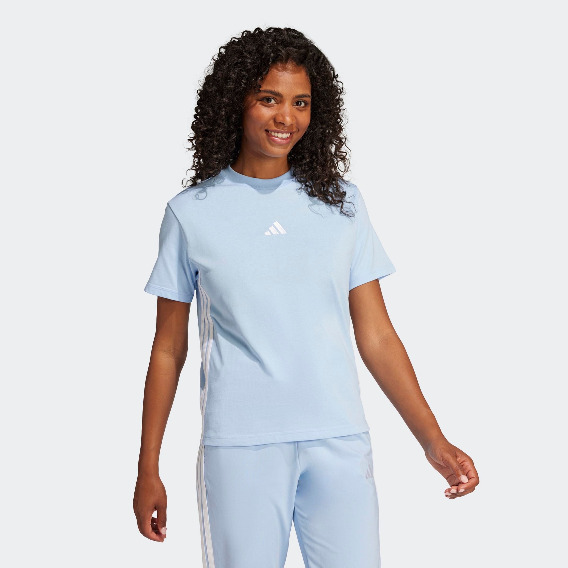 adidas Sportswear T-Shirt "ESSENTIALS 3-STREIFEN COTTON" sportlicher Stil, mit Rundhalsausschnitt, ohne Verschluss