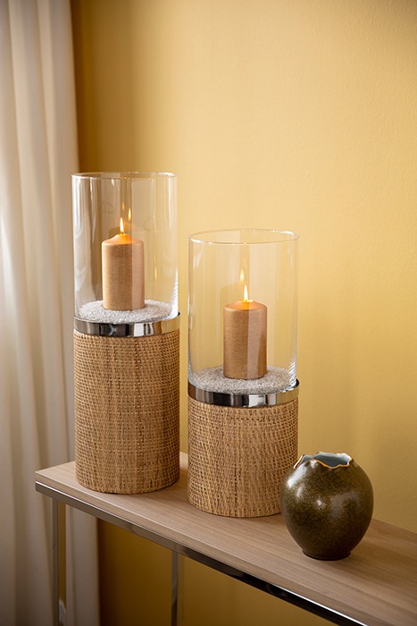 Fink Windlicht "CATANIA" aus Edelstahl, Glas und Rattan günstig online kaufen