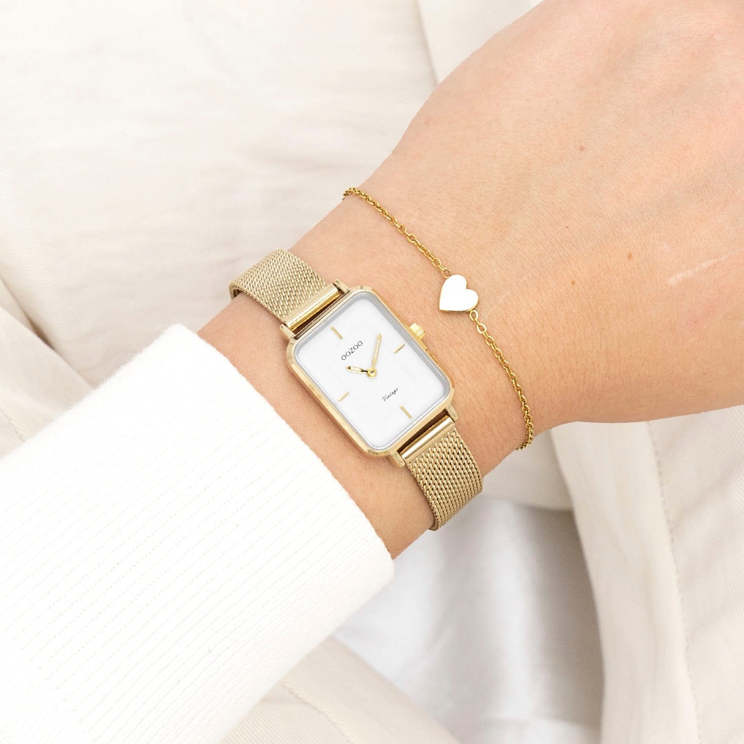 OOZOO Quarzuhr, Armbanduhr, Damenuhr, Edelstahlarmband, analog