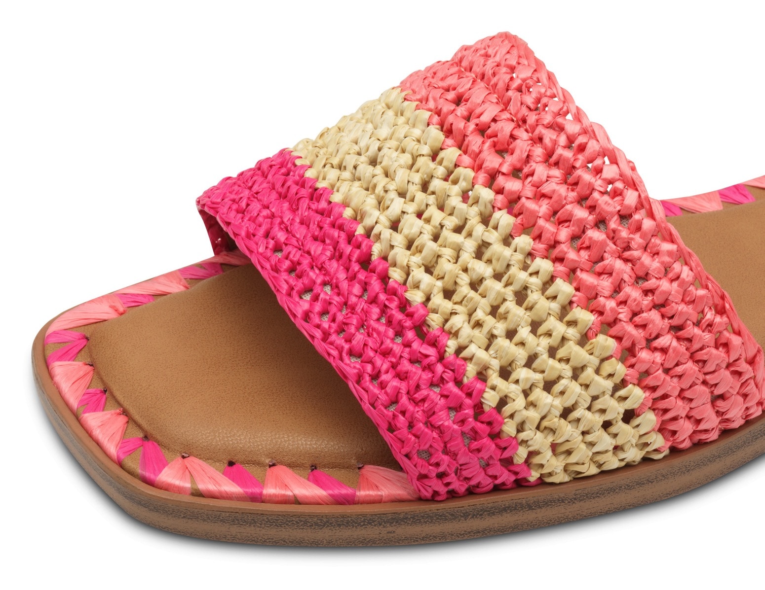 Tamaris Pantolette, Blockabsatz, Sommerschuh, Strandschuh, zweifarbige Bast-Umrandung