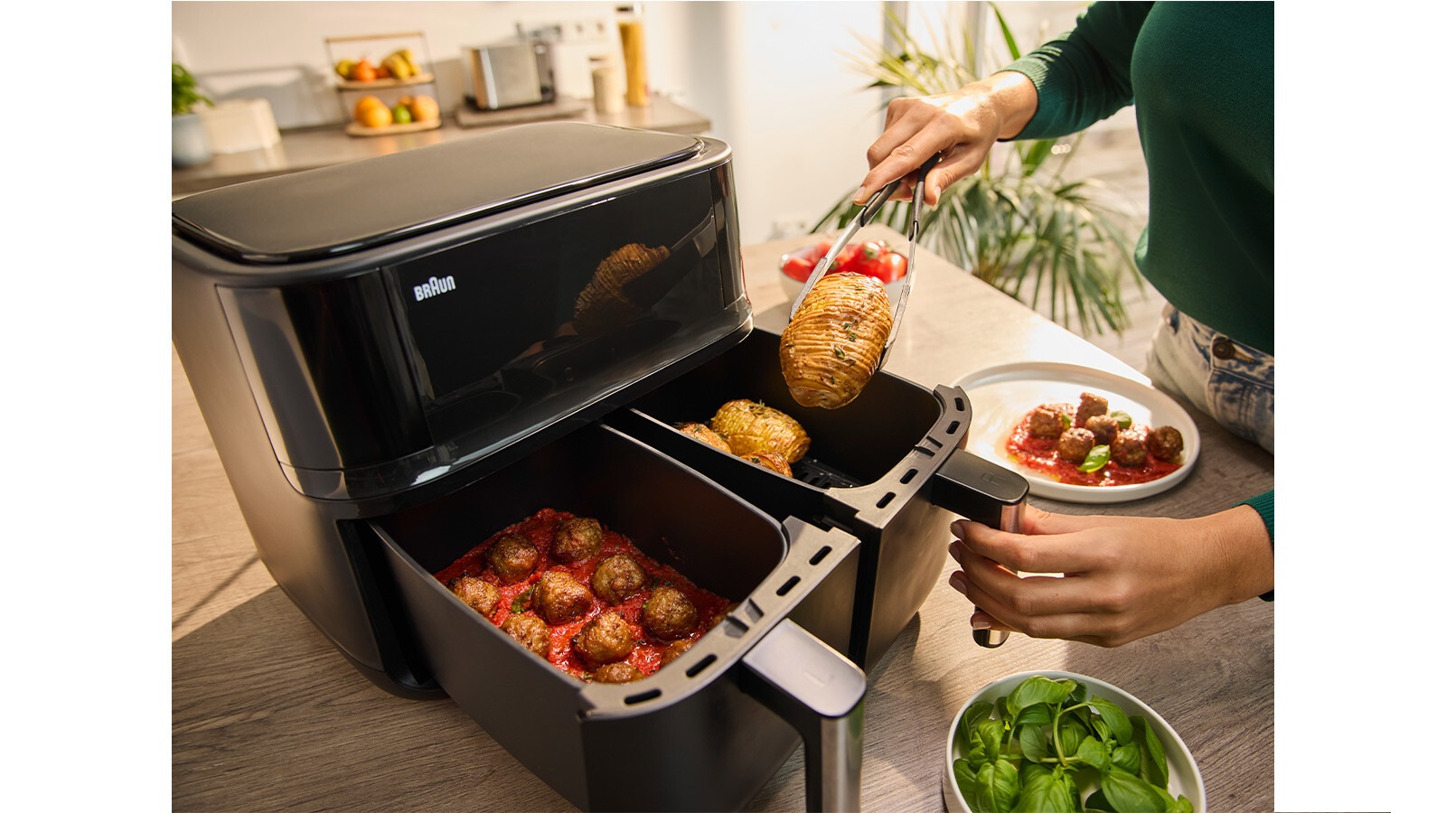 Thumbnail - Braun Heißluftfritteuse "TwinCook TD 3030I BK", 2850 W