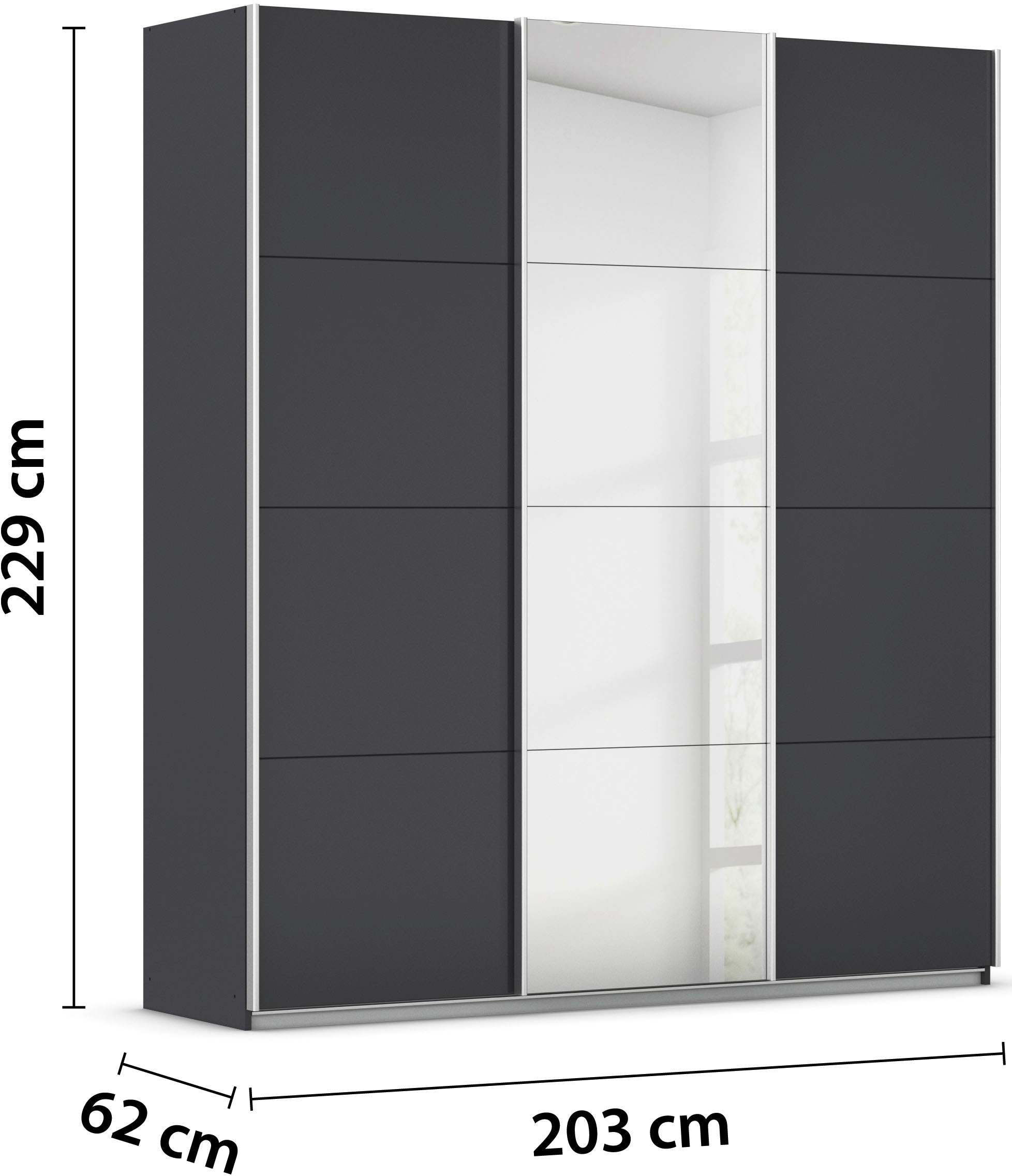 rauch Schwebetürenschrank »Kleiderschrank Schrank Garderobe Wäscheschrank TOMA«, inkl. Regaleinsatz sowie zusätzlichen Einlegeböden MADE IN GERMANY