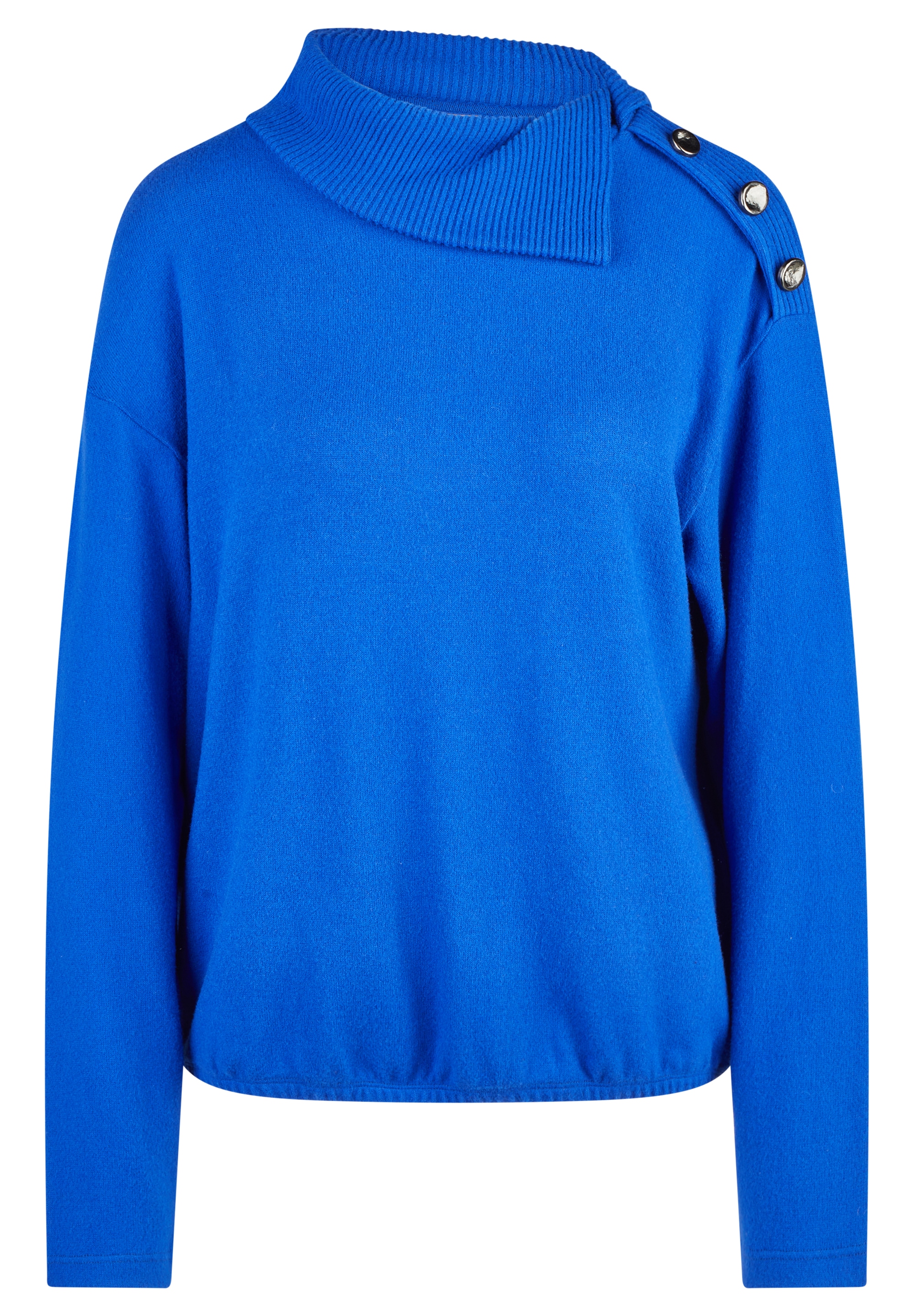Rabe Strickpullover Winterpullover mit dekorativem Klappkragen und Zierknöpfen