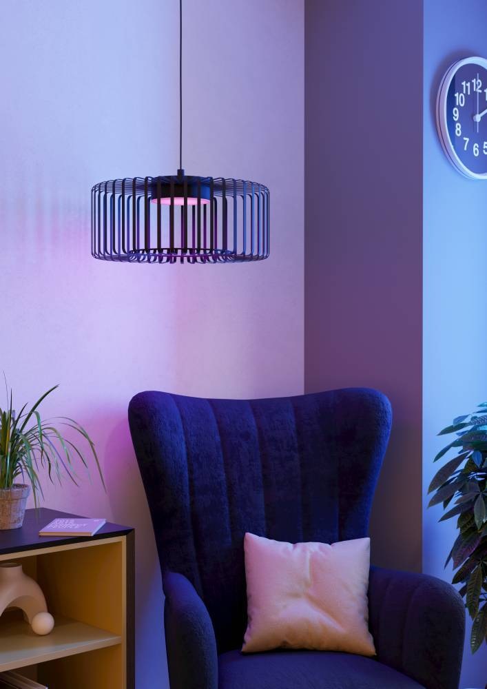 EGLO Hängeleuchte »GINESTRONE-Z Hängelampe schwarz, ZigBee 3.0, Timer, Pendelleuchte«, 1 flammig, Leuchtmittel LED-Modul | LED fest integriert, App / Sprachsteuerung Alexa, ‎110x45x45cm, exkl. Fernbedienung