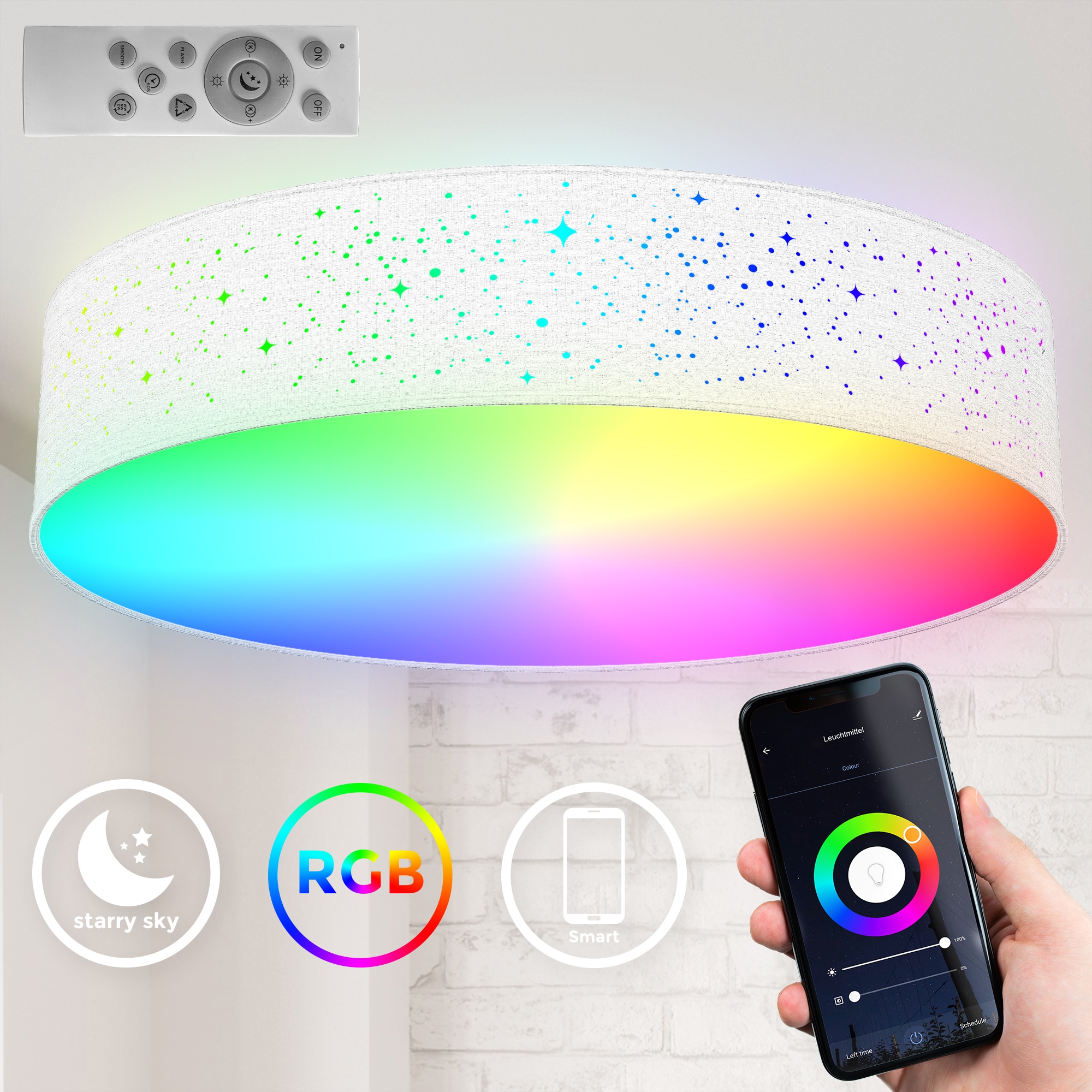 LED Deckenleuchte »WiFi RGB-CCT Deckenlampe, APP-Steuerung, iOS+Andorid«, 1 flammig,...