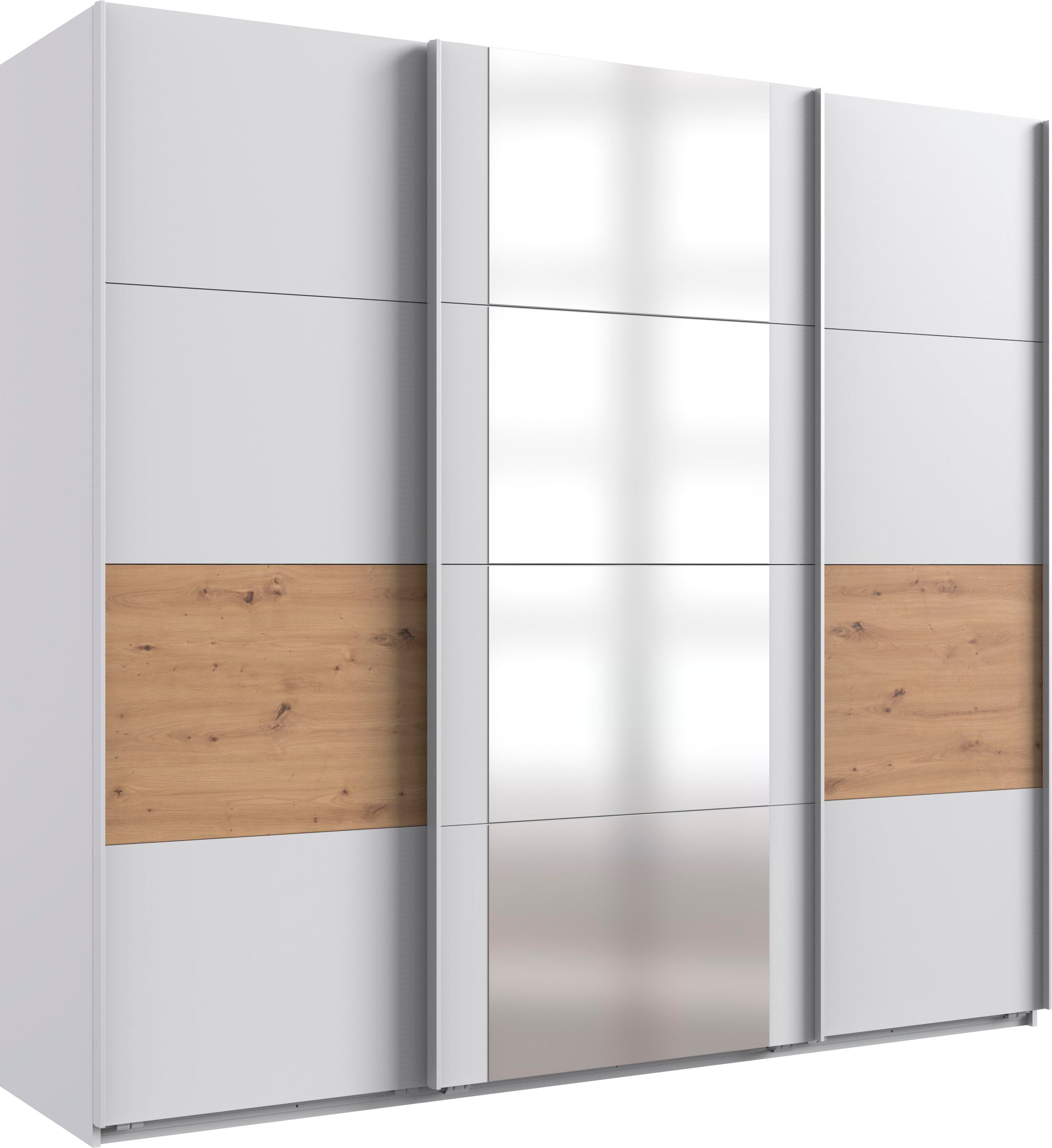 Wimex Schwebetürenschrank "Barmbek Schlafzimmerschrank Garderobenschrank" Kleiderschrank mit 2 Stoffboxen und 2 zusätzlichen Böden, Spiegeltür