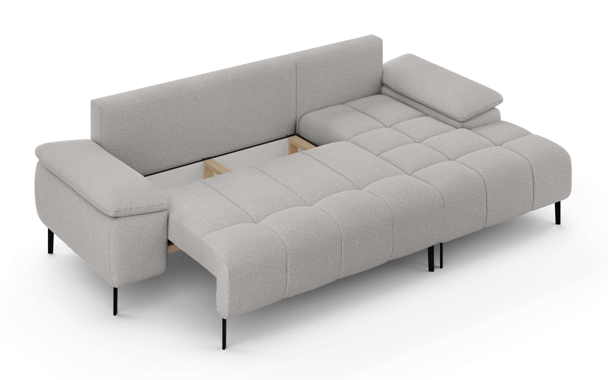 INOSIGN Ecksofa »DROMARA Schlafsofa mit Bettkasten, Maße: B/T/H 277/141/91 cm«, L-Form mit Recamiere rechts/links bestellbar, Wellenunterfederung