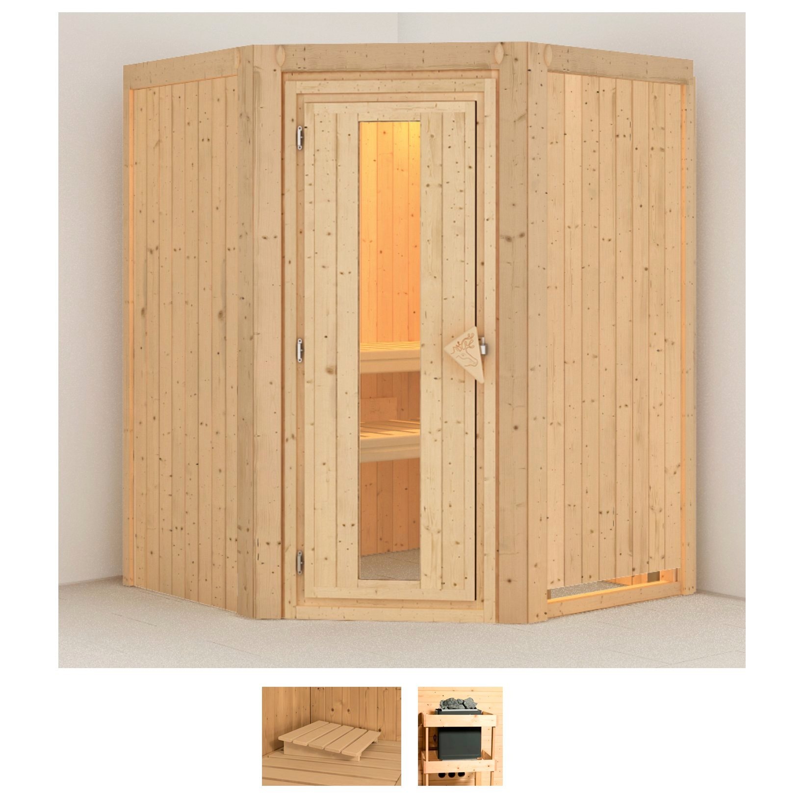 KARIBU Sauna "Larin", ohne Ofen, (ohne Ofen), beige, Saunen, ohne Ofen