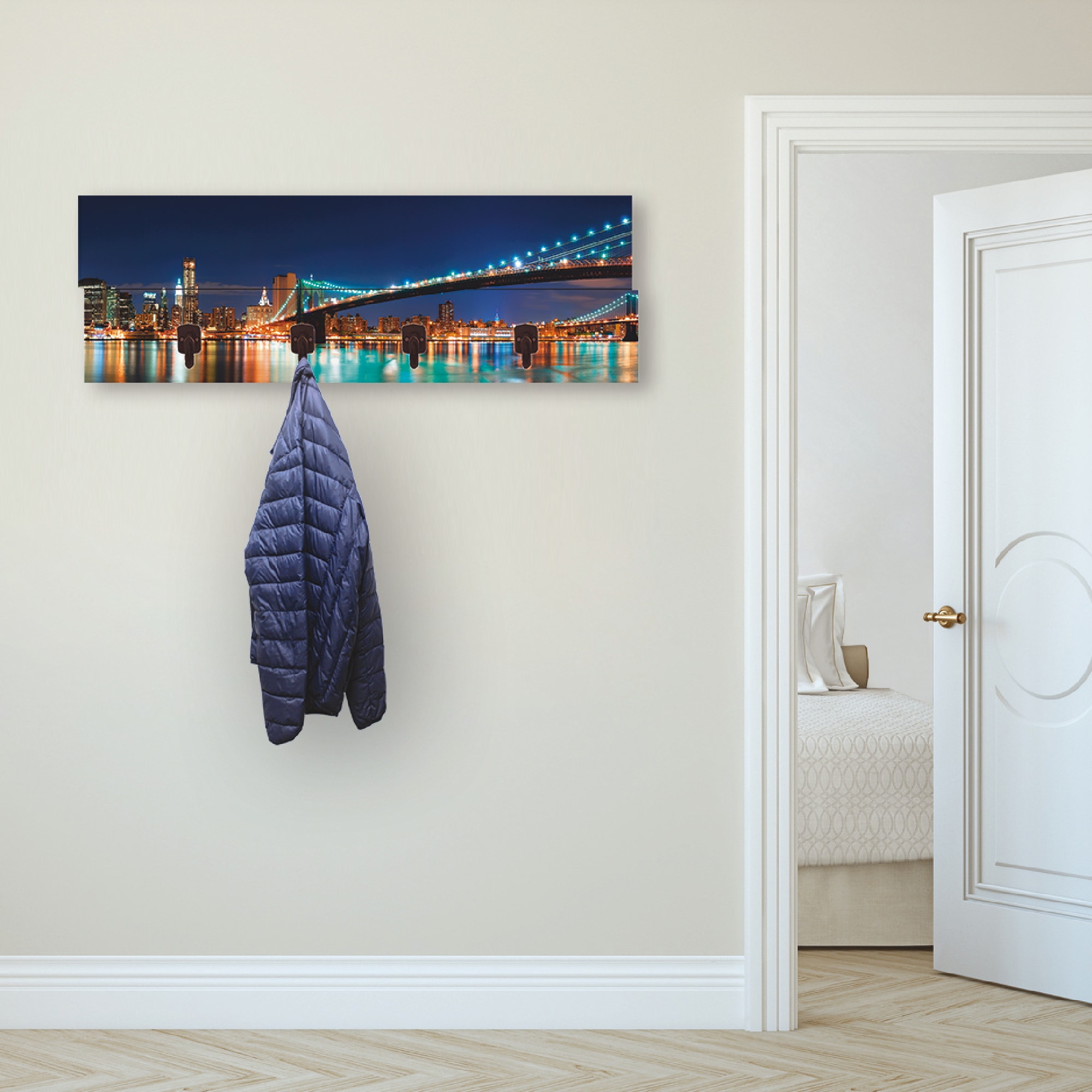 Artland Garderobenleiste "New York Skyline Brooklyn Bridge", teilmontiert