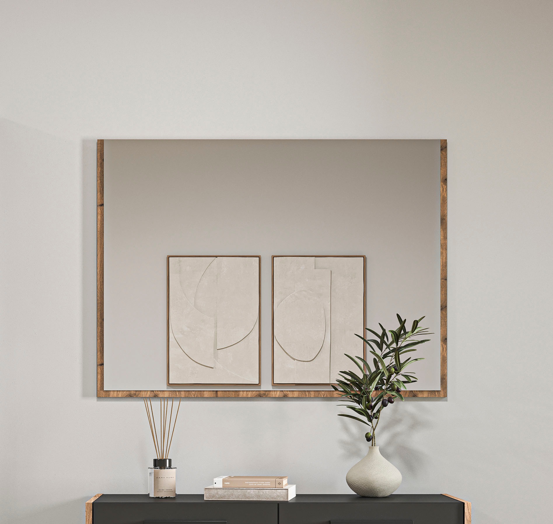 Home affaire Garderobenspiegel "MUSTA, 95x70x2 cm mit farblich abgesetzer R günstig online kaufen