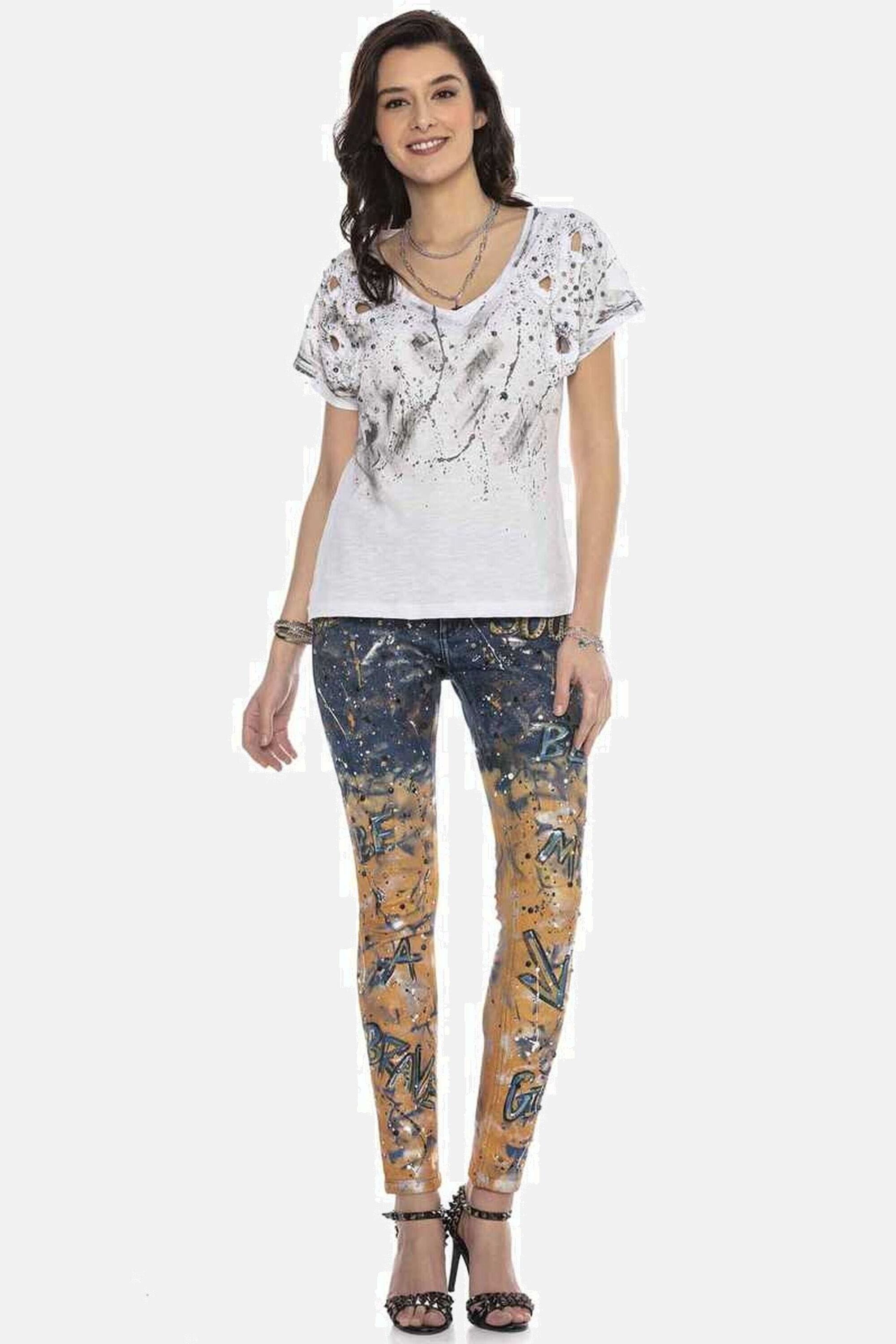 Cipo & Baxx Slim-fit-Jeans »Jeans«, Mit coolen Schriftzügen, WD440