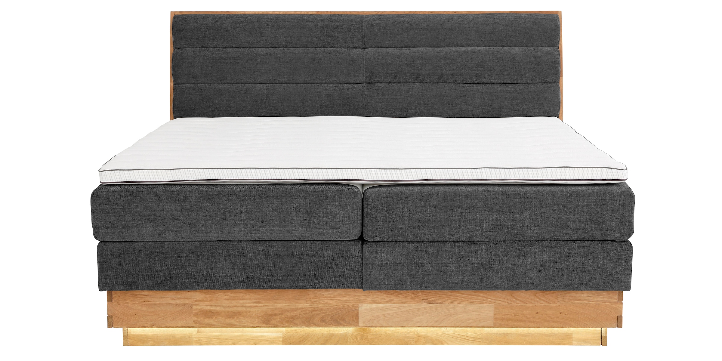 OTTO products Boxspringbett, LED-Beleuchtung, mit zertifizierten, recycelten Bezugsstoffen