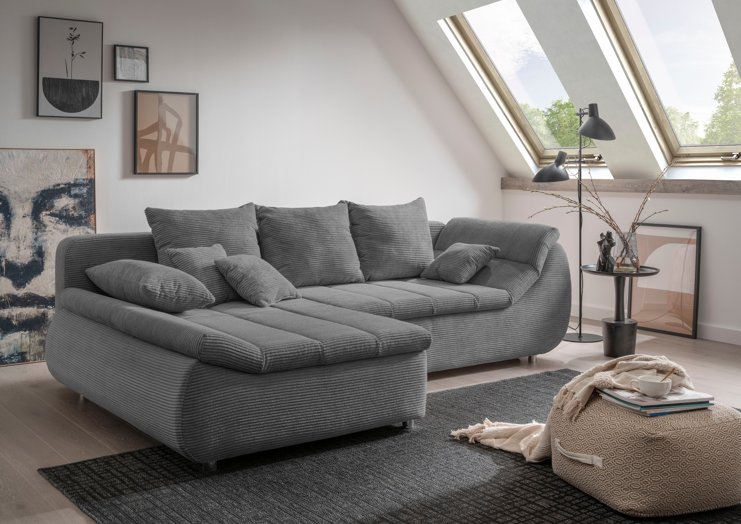 Home affaire Ecksofa "Imola, bequem, aktuelle Steppung im Sitz, L-Form, Breite 270cm" wahlweise mit Bettfunktion