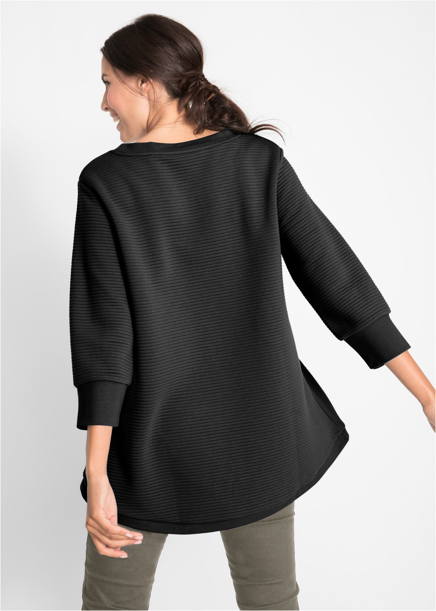 bonprix Sweatshirt , langer Schnitt, mit U-Bootausschnitt, mit Ballonärmeln
