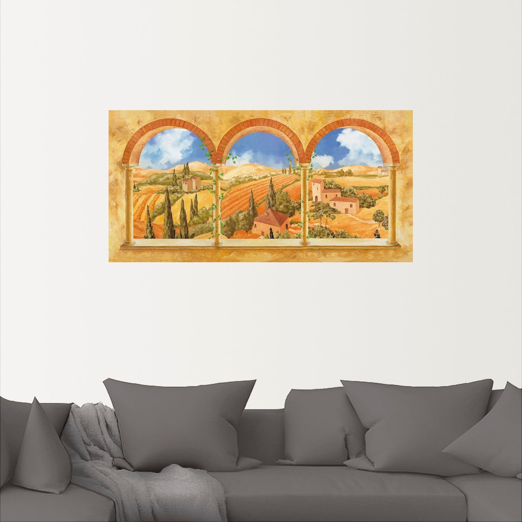 Artland Wandbild »Drei Torbögen mit Blick in die Toskana«, Fensterblick, (1 St.)