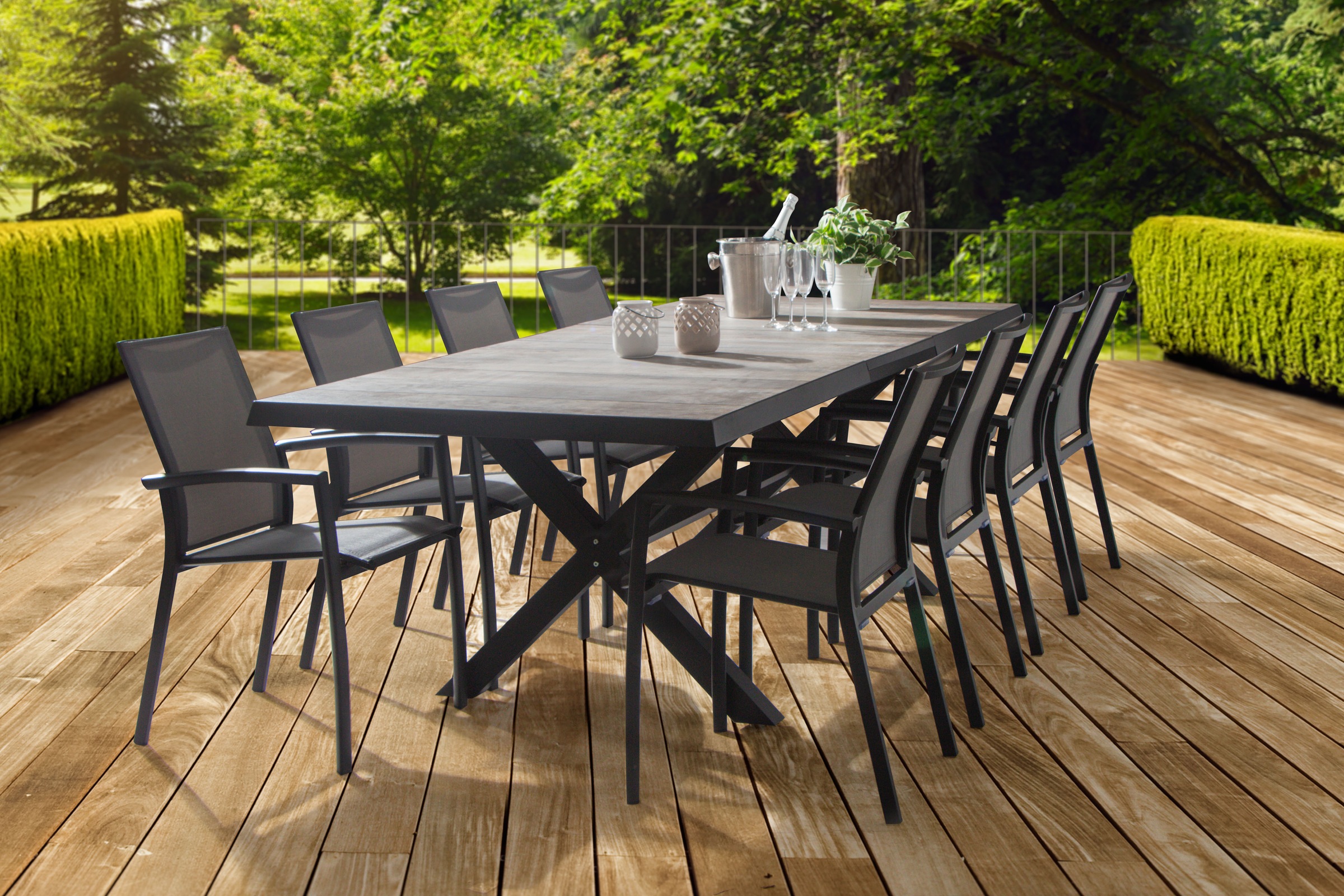 Siena Garden Gartensessel »VELIA Stapelsessel matt anthrazit« Gestell aus Aluminium, Ranotex®-Gewebe dunkelgrau