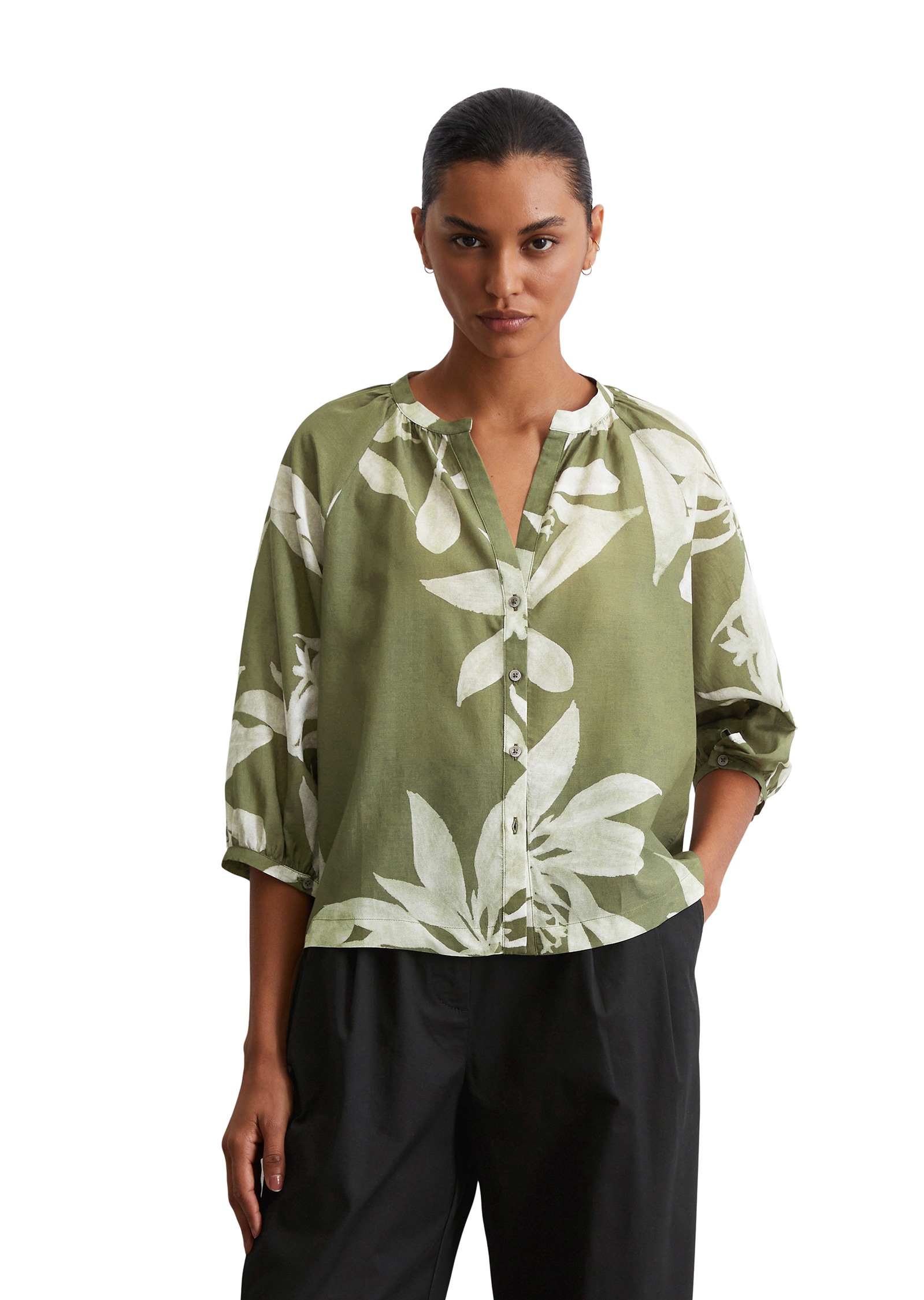 Marc OPolo Kurzarmbluse "aus Organic-Cotton-Viskose-Mix" günstig online kaufen