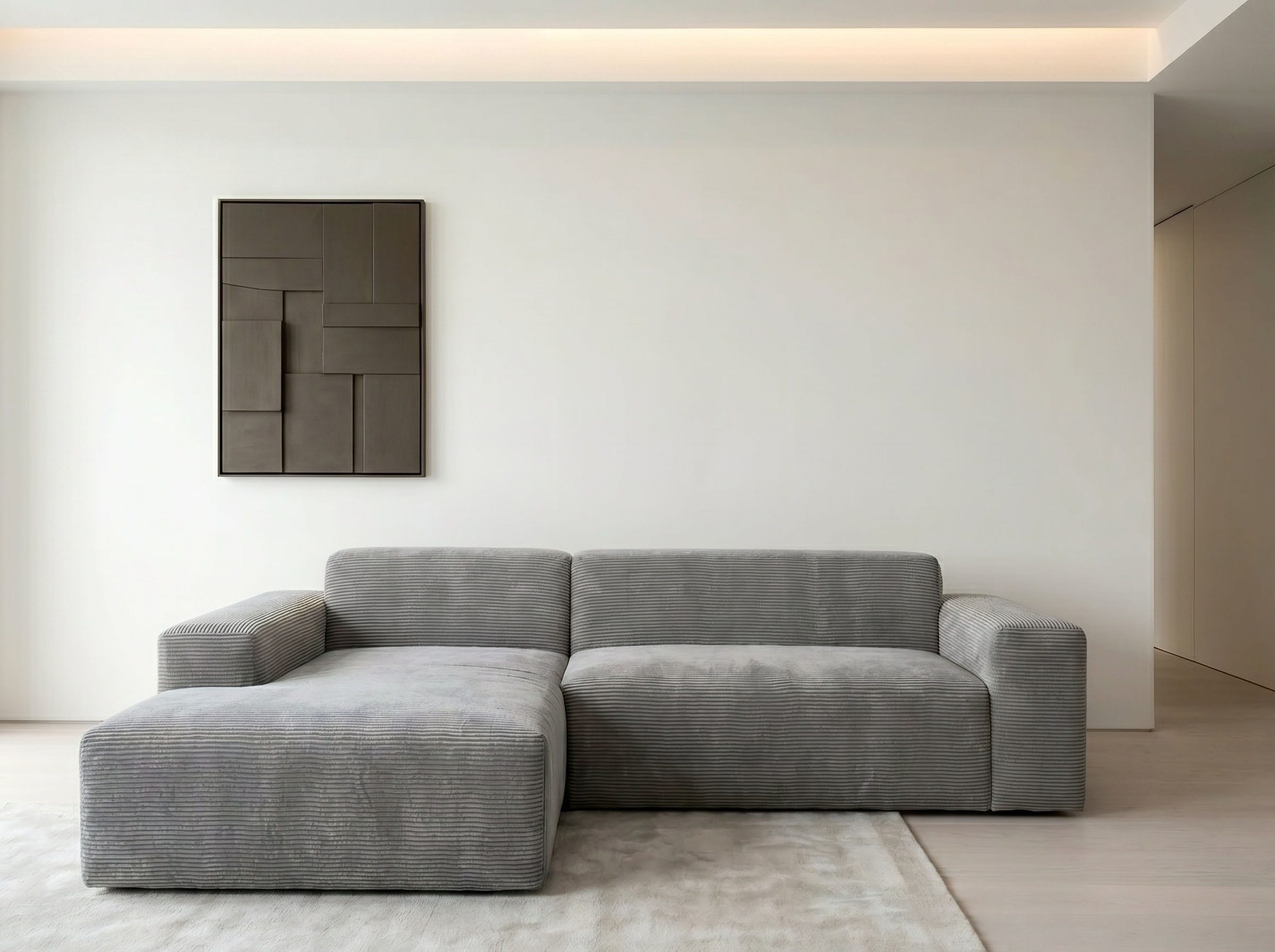 WERK2 Ecksofa "Zeus-L 253 cm breit, bequemes Cord-Sofa in L-Form, urbanes Design" Organische curvy-trend Couch mit großer Komfort-Ottomane