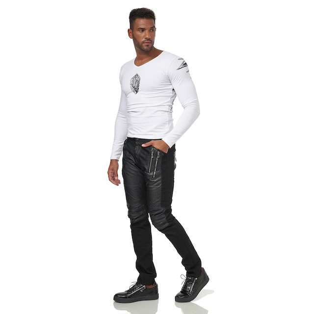 KINGZ Bequeme Jeans, mit Kunstleder-Applikationen ▷ kaufen | BAUR