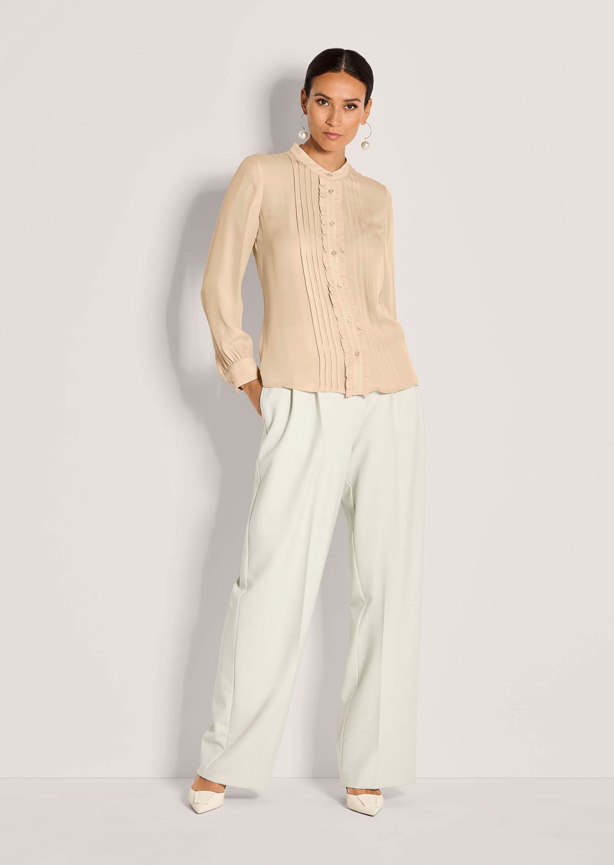 MADELEINE Langarmbluse »Seidenbluse Elegante Bluse mit Rüschen«