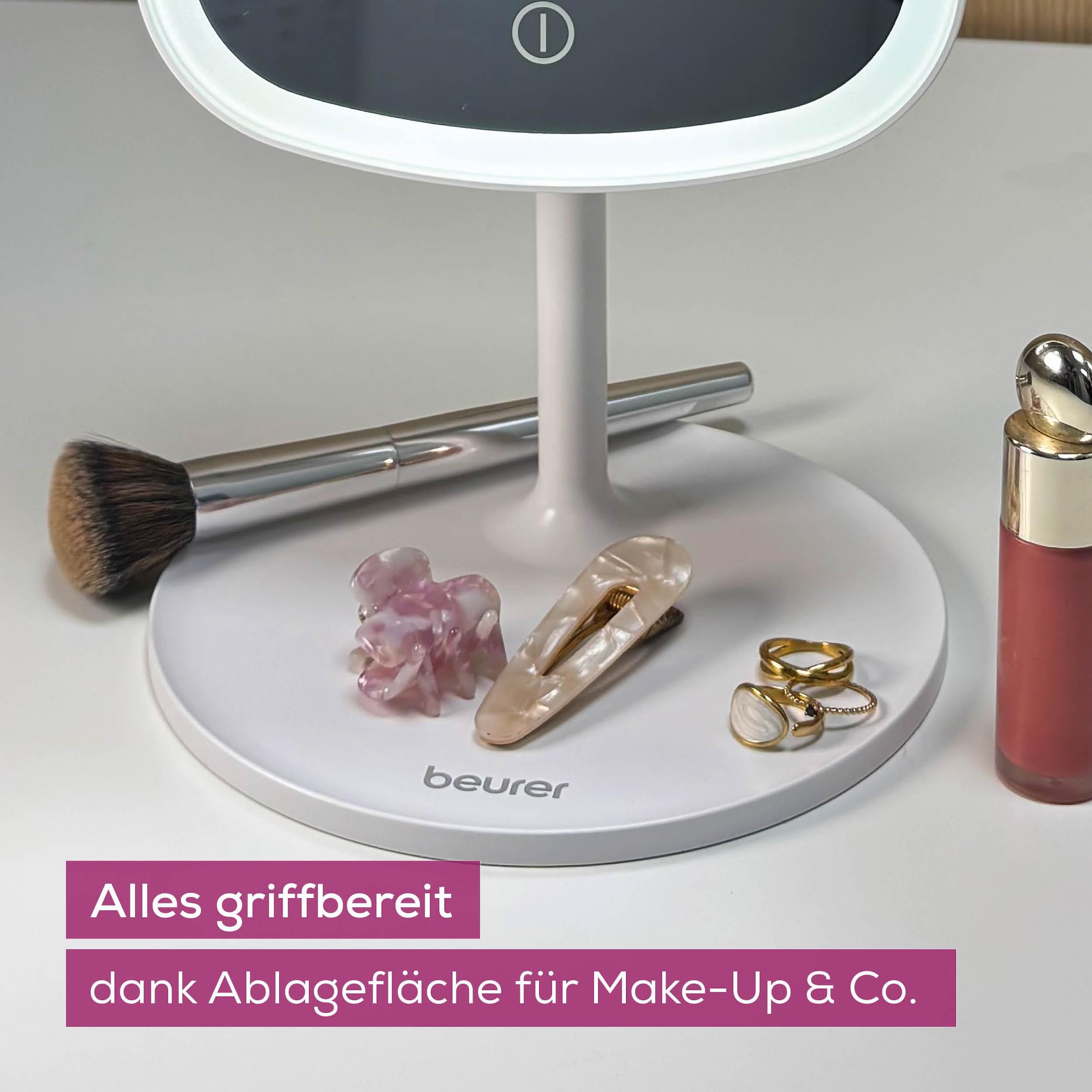 BEURER Kosmetikspiegel »BS 47, beleuchtet, mit Magnethalterung«, Drei verschiedene Lichtoptionen, Touch-Sensor auf der Spiegelfläche
