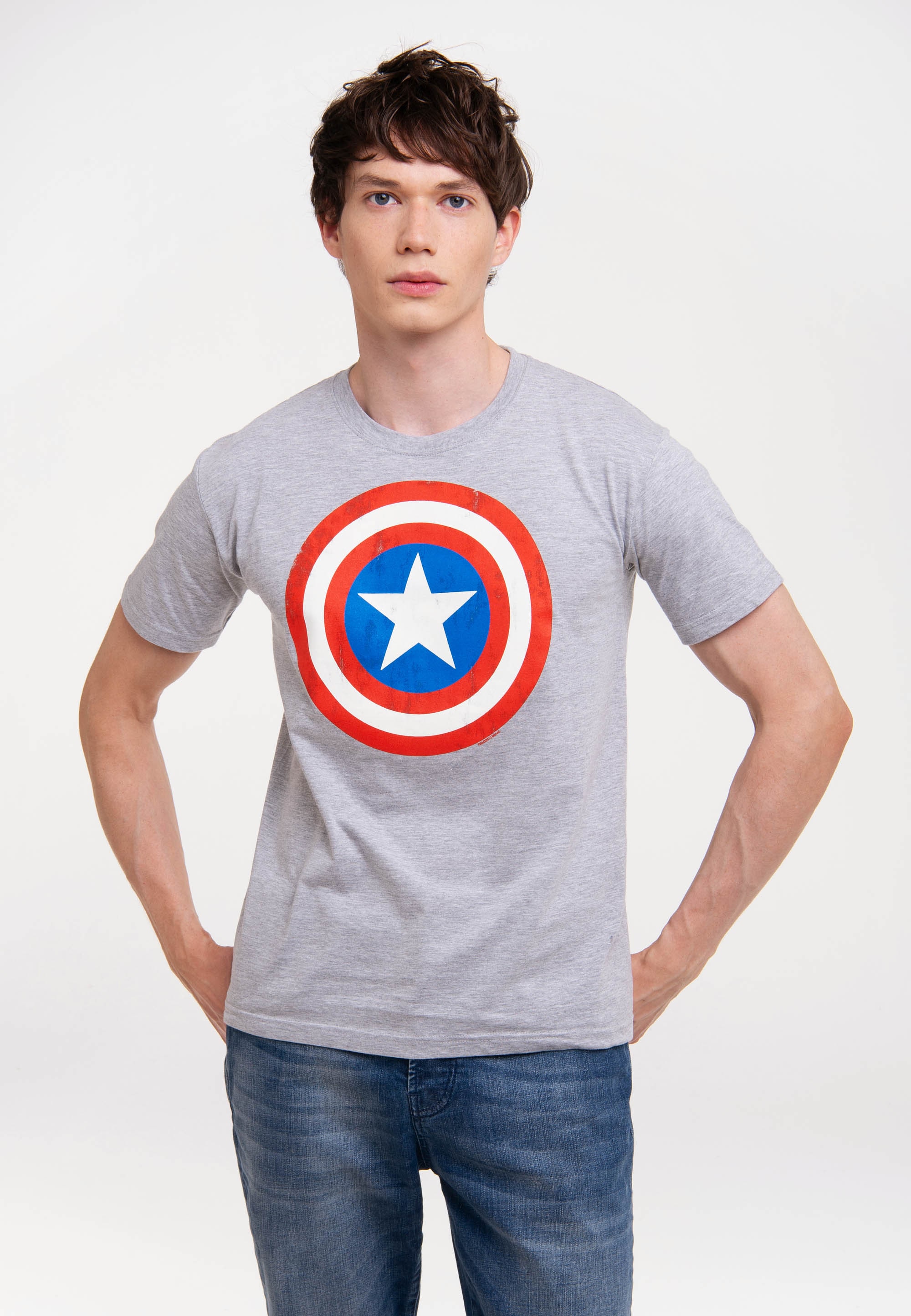 LOGOSHIRT T-Shirt »Marvel Comics - Captain America Logo«, mit lizenziertem  Print ▷ bestellen | BAUR