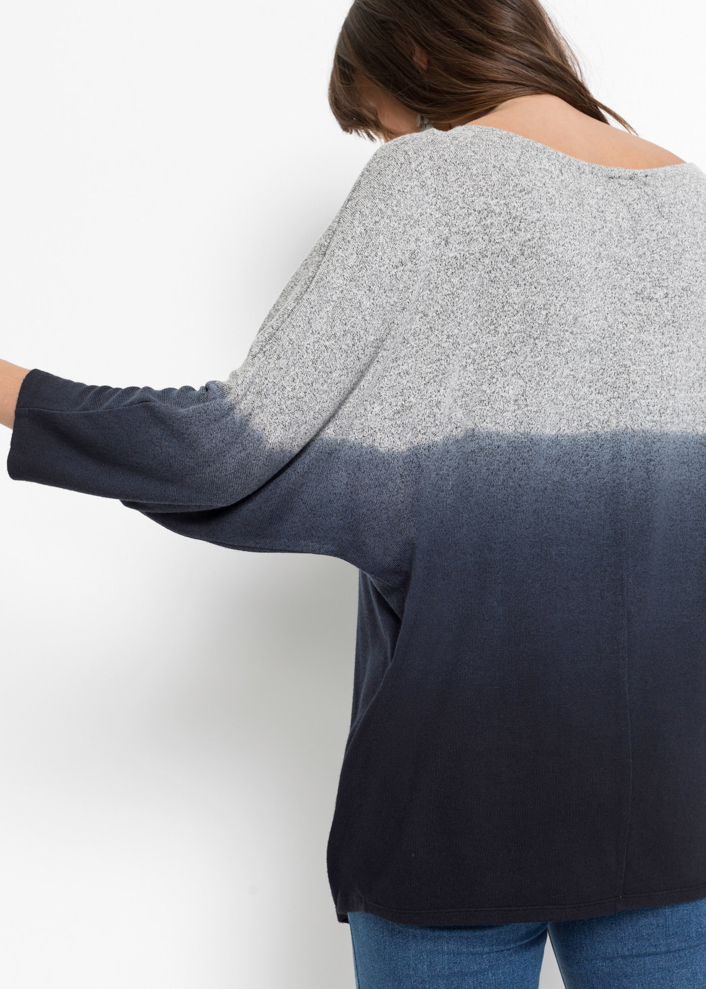 bonprix Oversize-Shirt Oversize-Passform, 3/4-Fledermausärmel, mit Farbverlauf