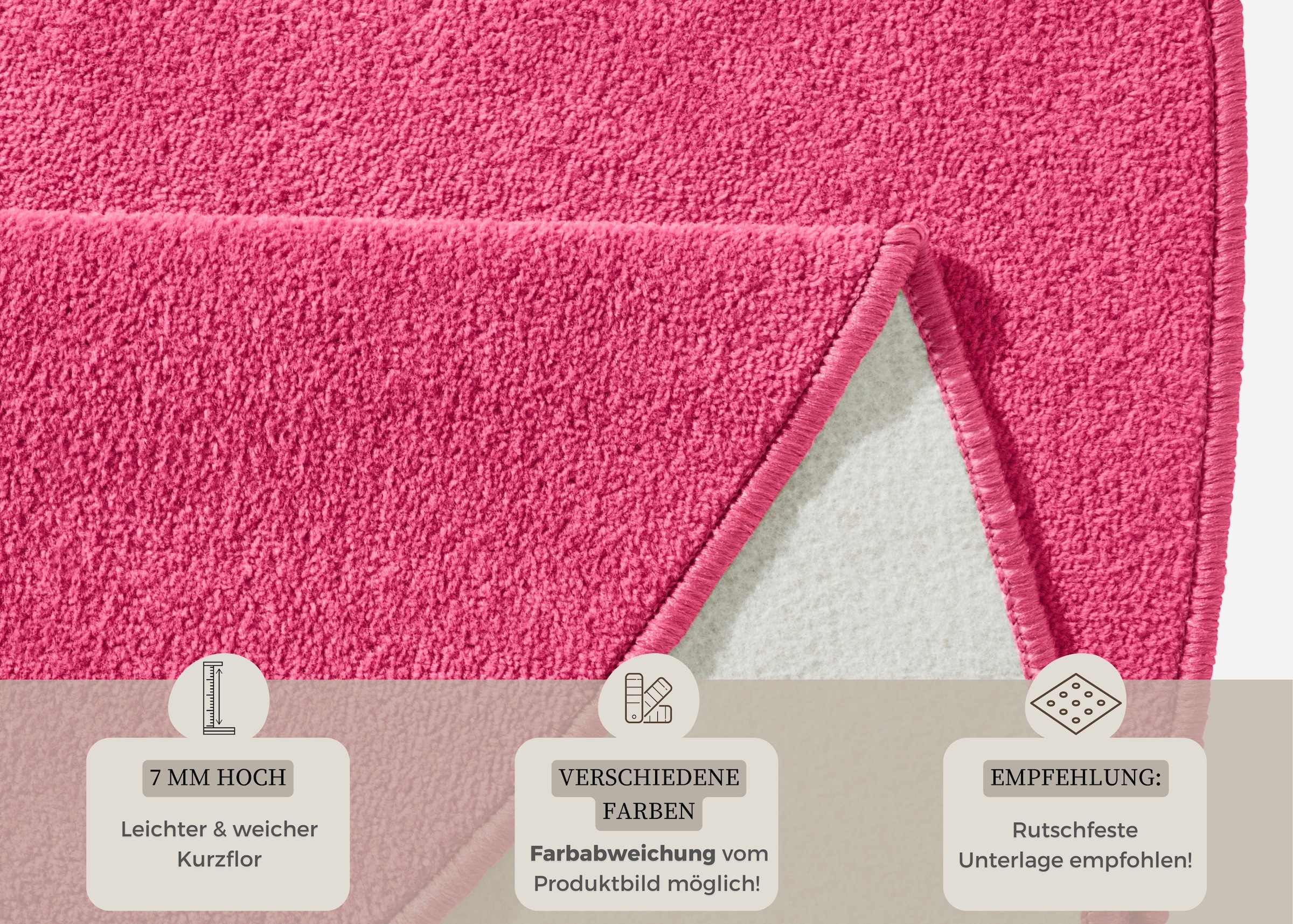 HANSE Home Teppich »Fancy«, rund, 7 mm Höhe, Kurzflor, Weich, Einfarbig, Wohnzimmer, Schlafzimmer, Esszimmer