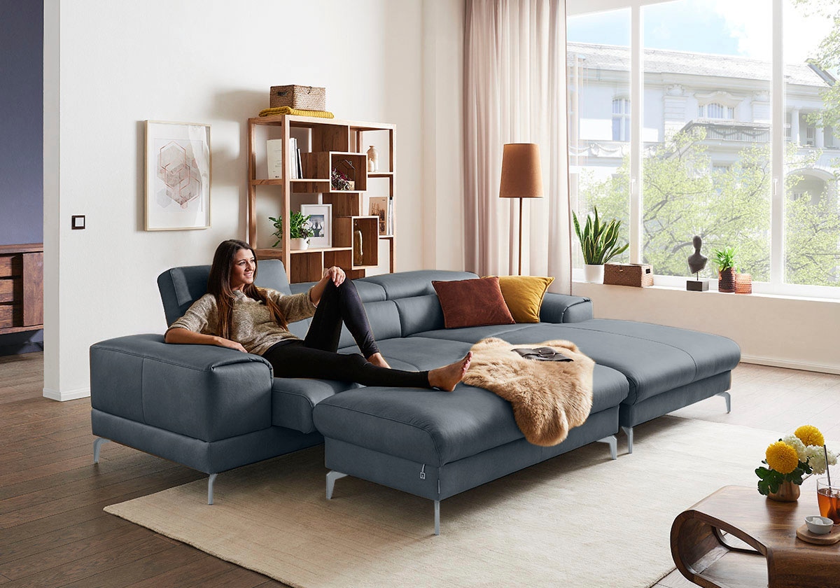 W.SCHILLIG Polsterhocker "piedroo, Designsofa mit tollem Sitzkomfort, bequem, L-Form" Füße in Silber matt