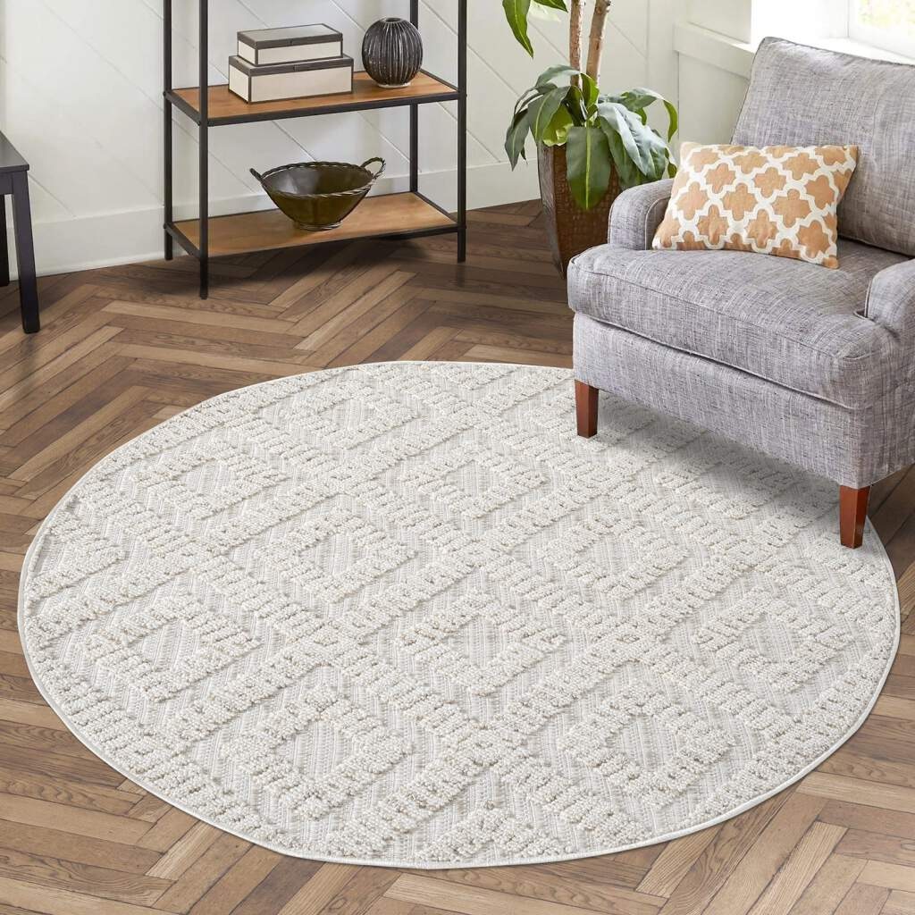 Carpet City Teppich "CLASICO 8927" rund 11 mm Höhe Kurzflor, Hochtief-Muste günstig online kaufen