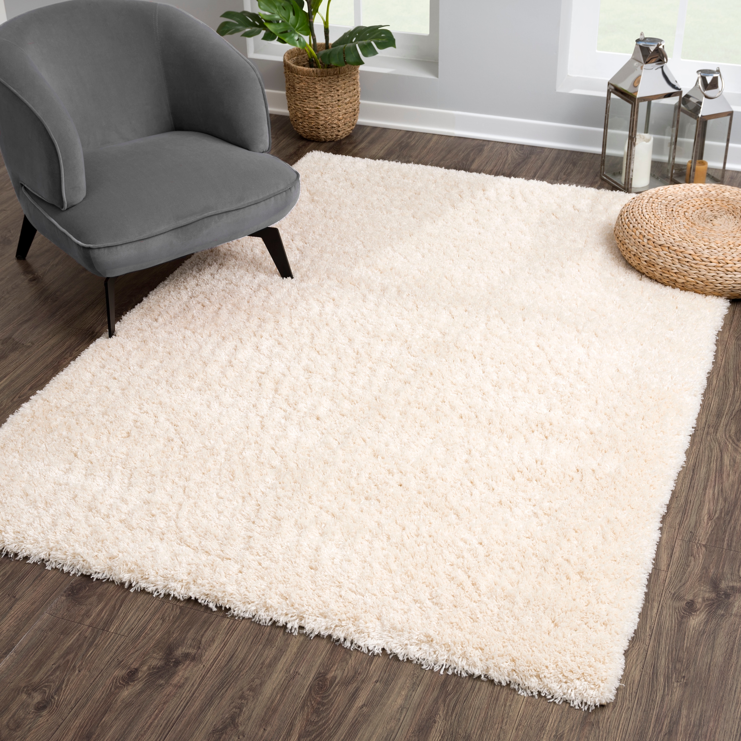 Hochflor-Teppich SANAT "Porto", beige (creme), B:140cm H:45mm L:200cm, Kunstfaser, Teppiche, Wohnzimmer, Langflor, Shaggy, auch als Läufer