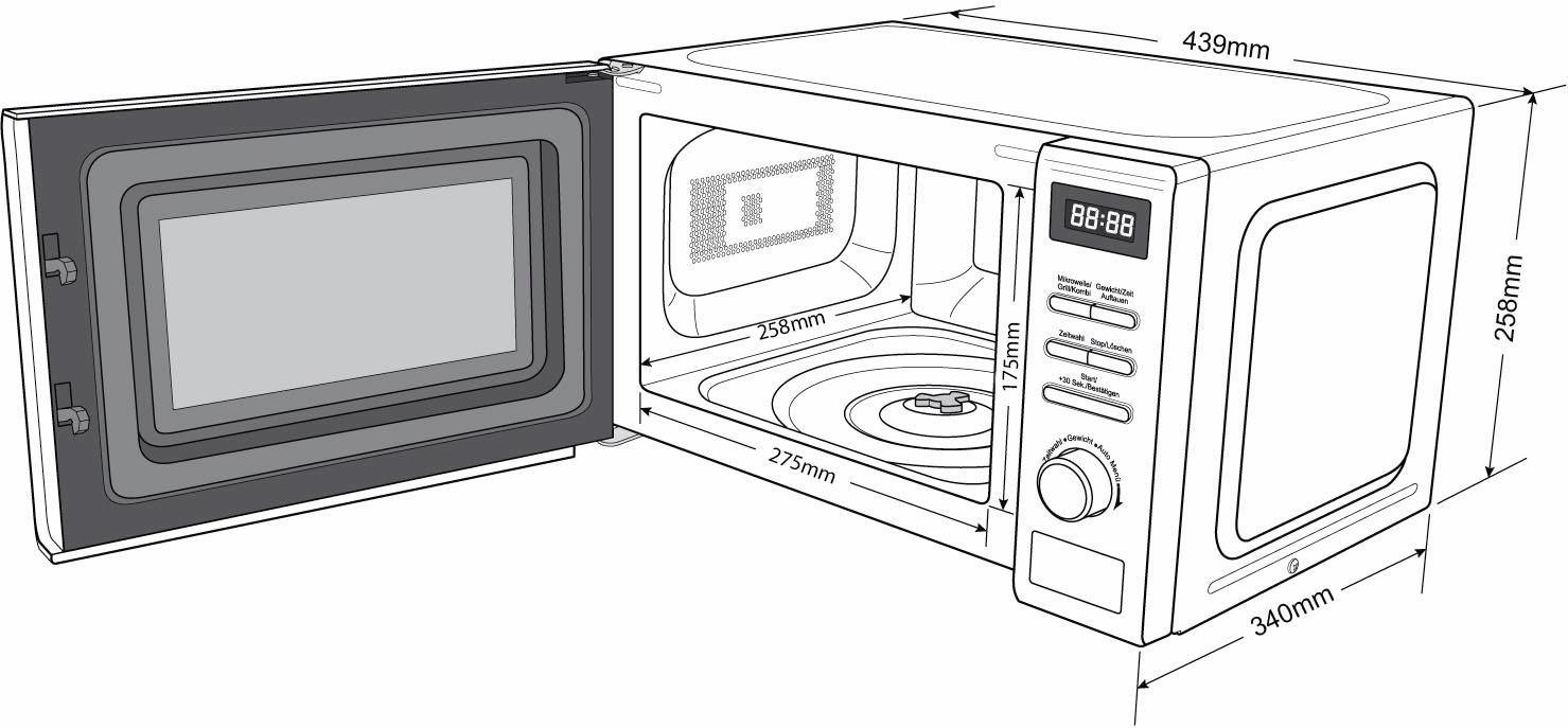Hanseatic Mikrowelle »819021«, Grill, 700 W, Auftaufunktion, 8 Automatikprogramme