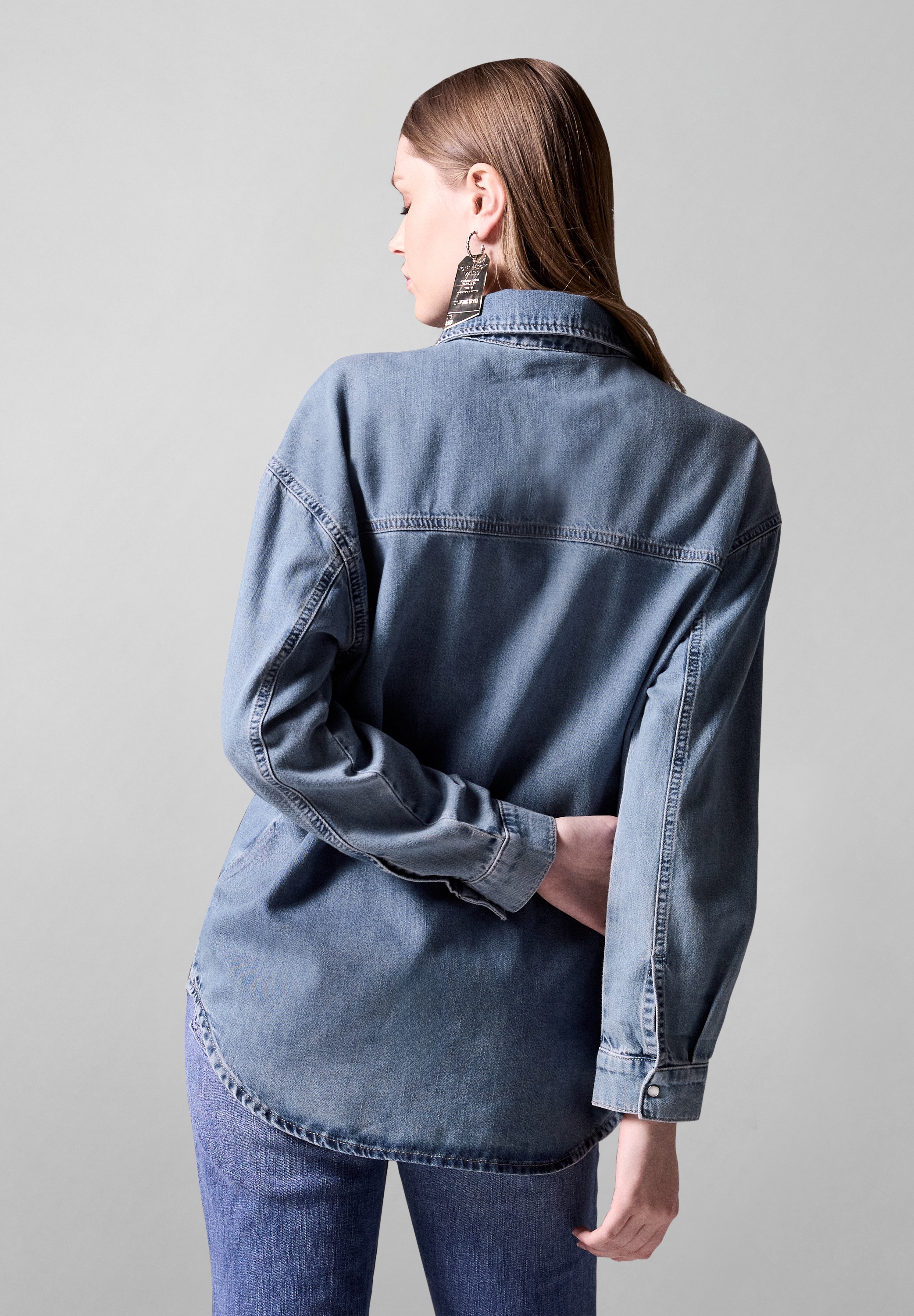 STREET ONE STUDIO Jeansbluse, aus softem Materialmix