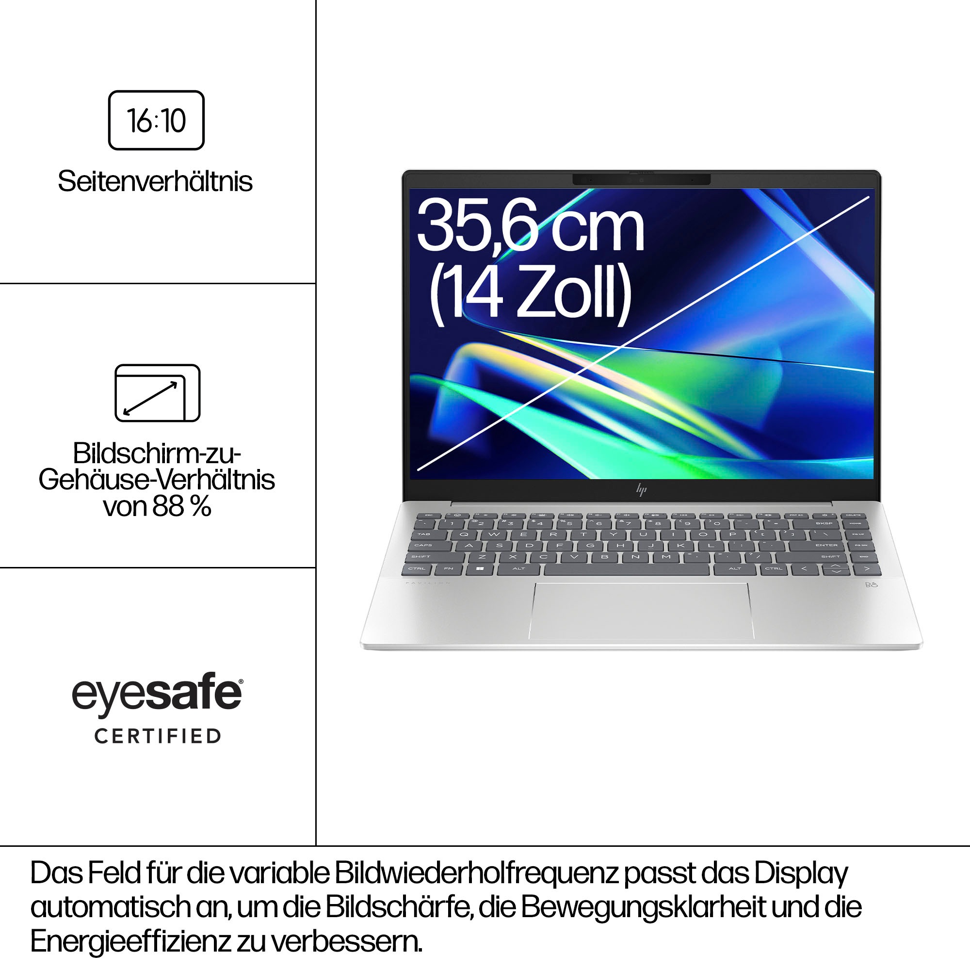 HP Notebook »Pavilion 14-ey0257ng«, 35,6 cm, / 14 Zoll, AMD, Ryzen 5, Radeon 740M, 1000 GB SSD