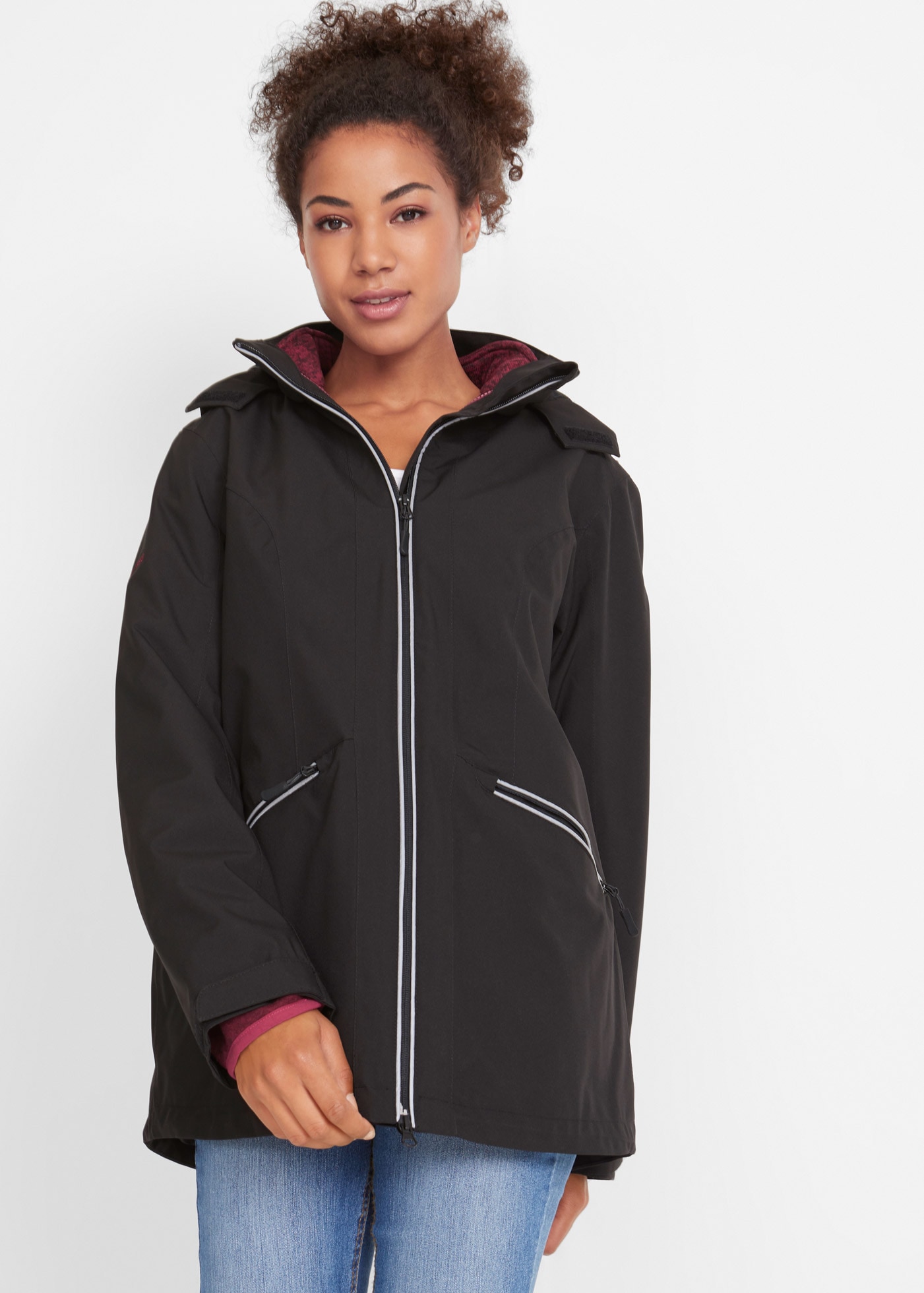 bonprix mit Kapuze mit herausnehmbarer Strickfleecejacke, abnehmbare Kapuze