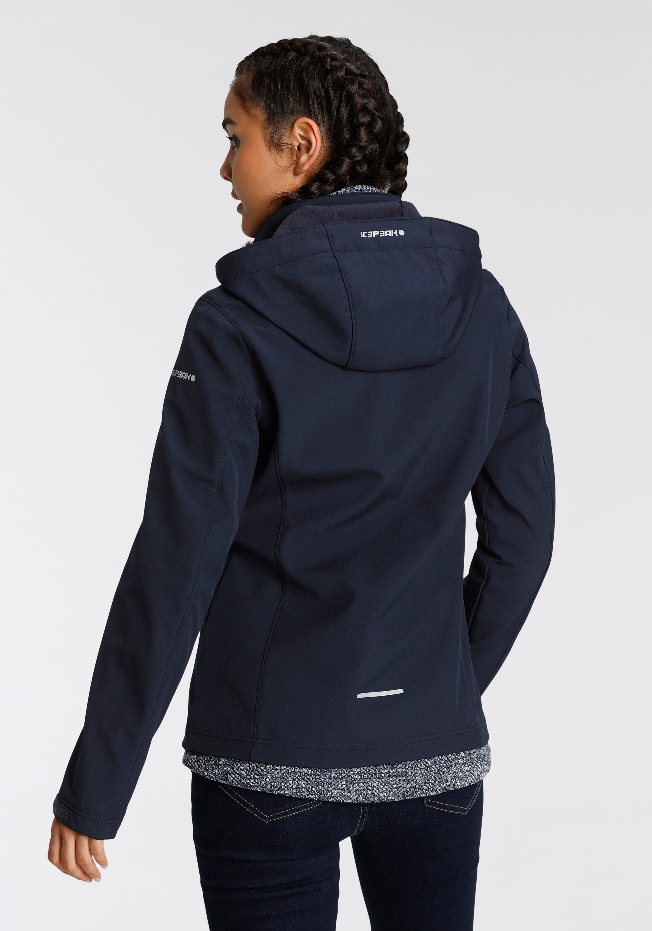 Icepeak Softshelljacke "BRENHAM" mit Kapuze mit abnehmbarer Kapuze, winddic günstig online kaufen