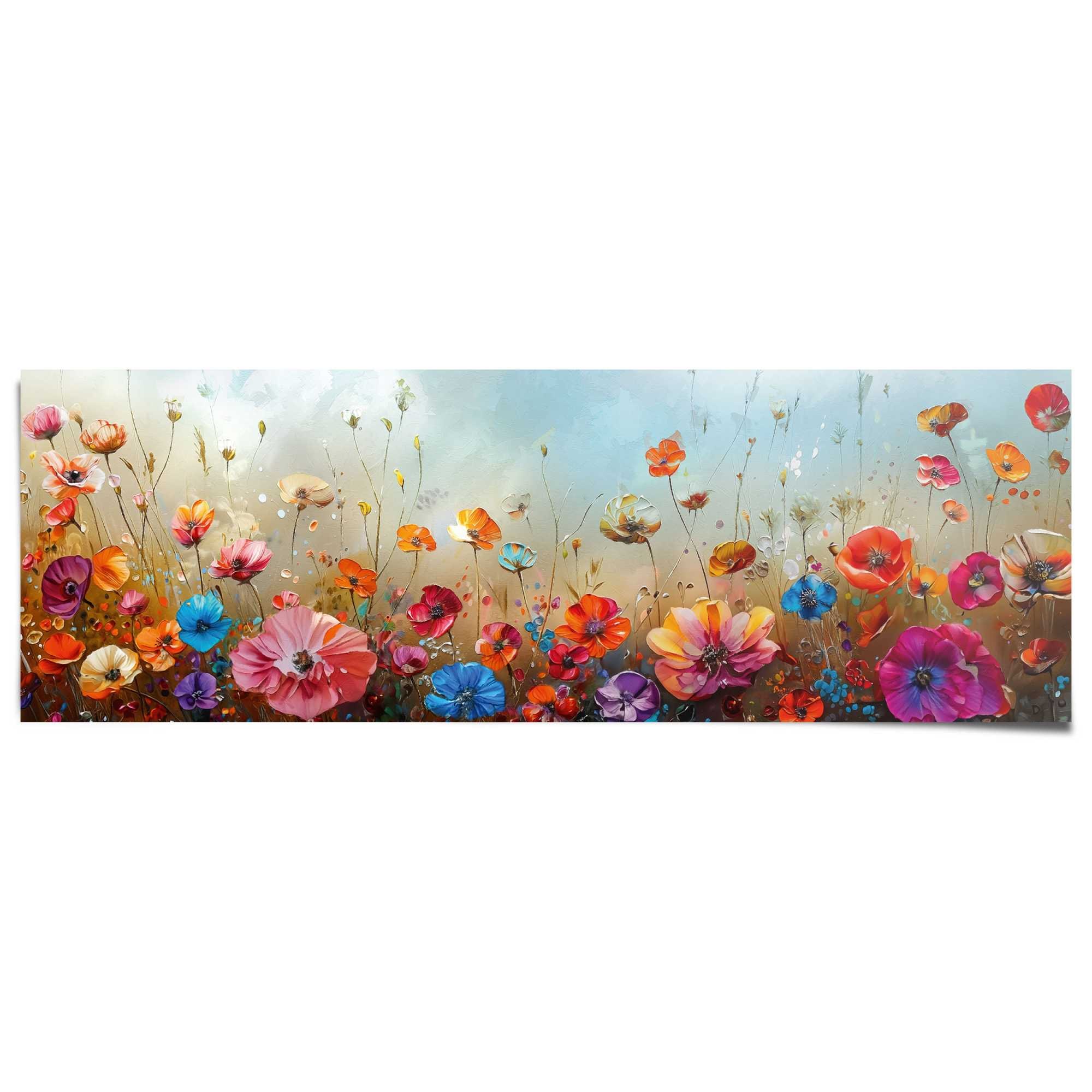 Reinders Poster "Blumenfeld" Wohnzimmer - Mehrfarbig - 170 gr. Papier - Blumen, Pflanzen -158x53cm