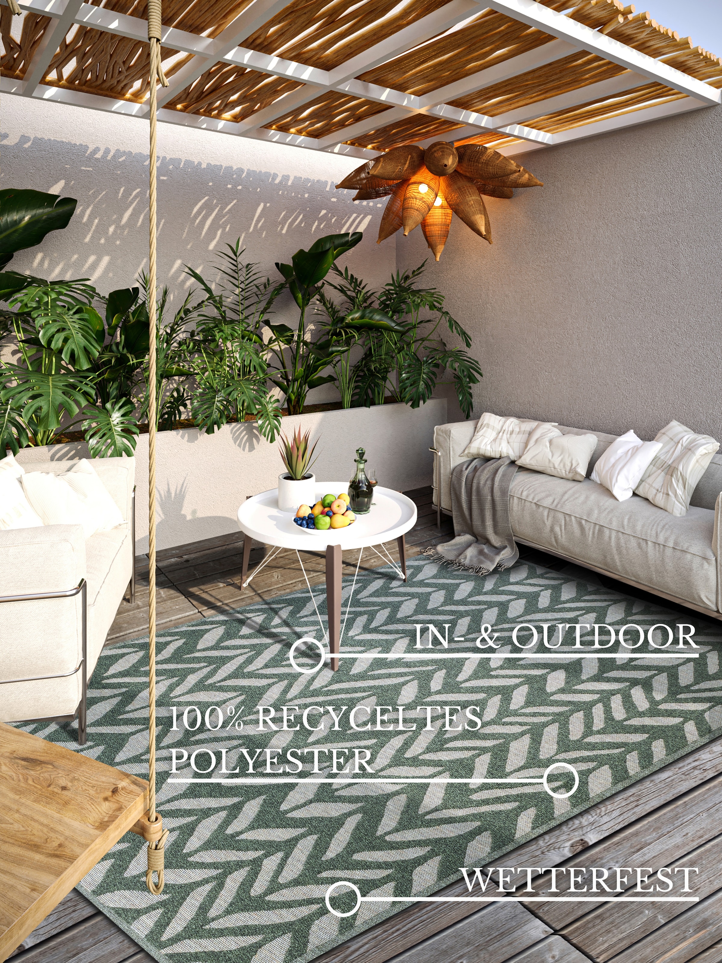 Villeroy & Boch Outdoorteppich »Georgette«, rechteckig, 4 mm Höhe, In-& Outdoor, Flachgewebe, wetterfest, Terrasse, Balkon, modern, Trend