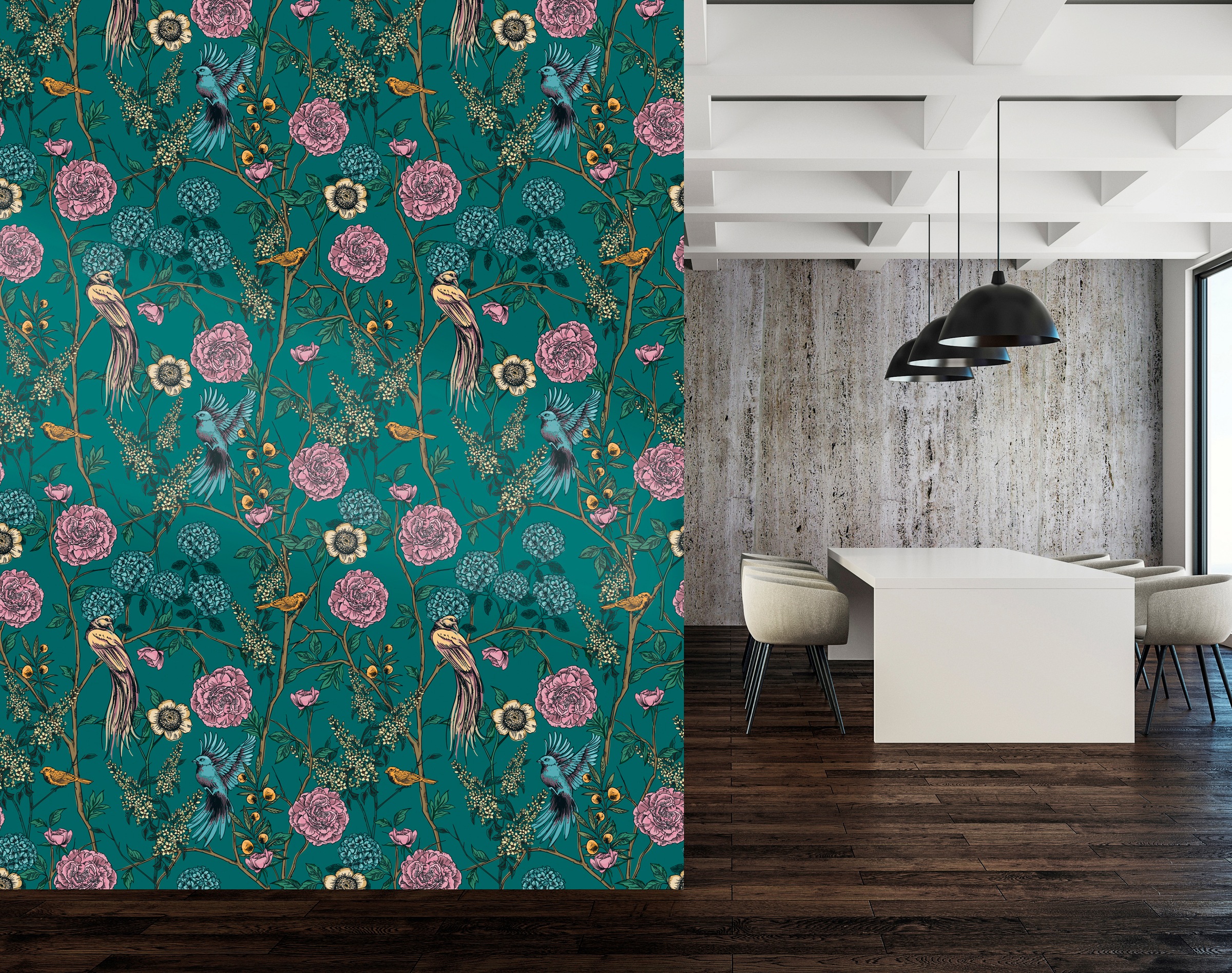 queence Vinyltapete »Malena«, bedruckt-Motiv-botanisch-floral-gemustert-natürlich, 90x250cm, selbstklebend, kinderleichte Anbringung, Sticker