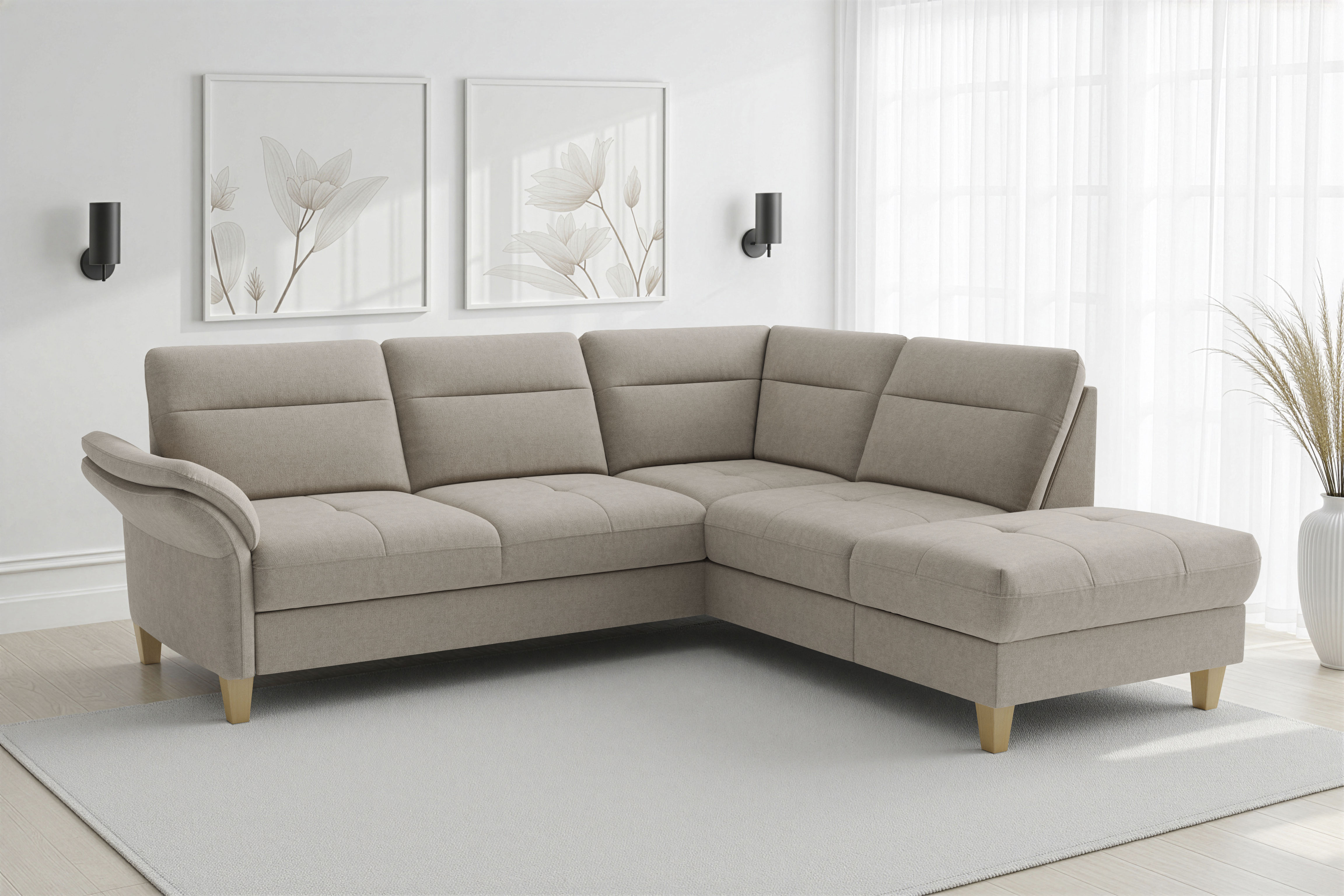 sit&more "Pamela L-Form, B: 218 cm, optional Schlaffunktion & Bettkasten" mit Federkern