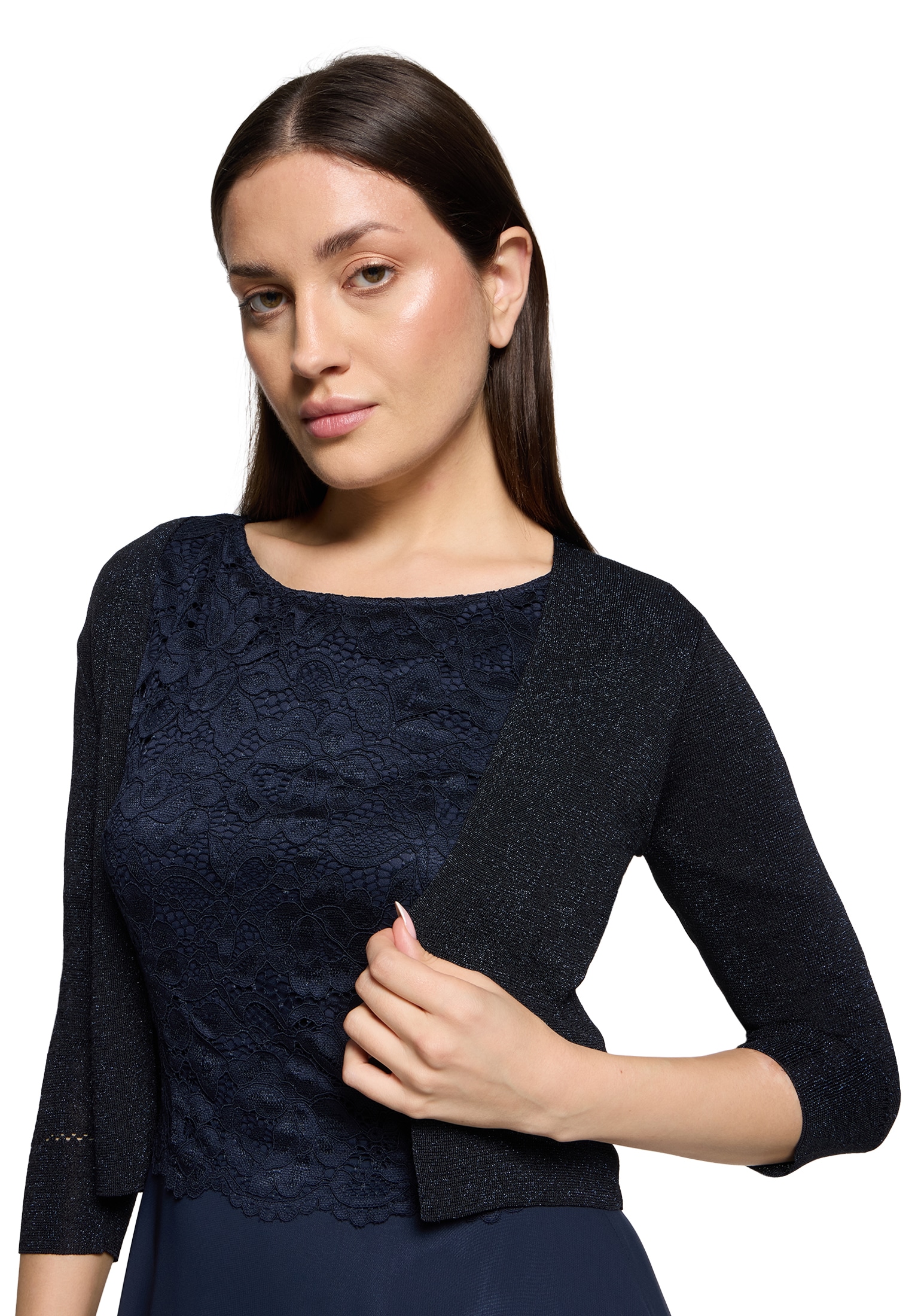 Vera Mont Strickjacke »Damen Strickbolero ohne Verschluss« 1 Stk. tlg. Glitzer