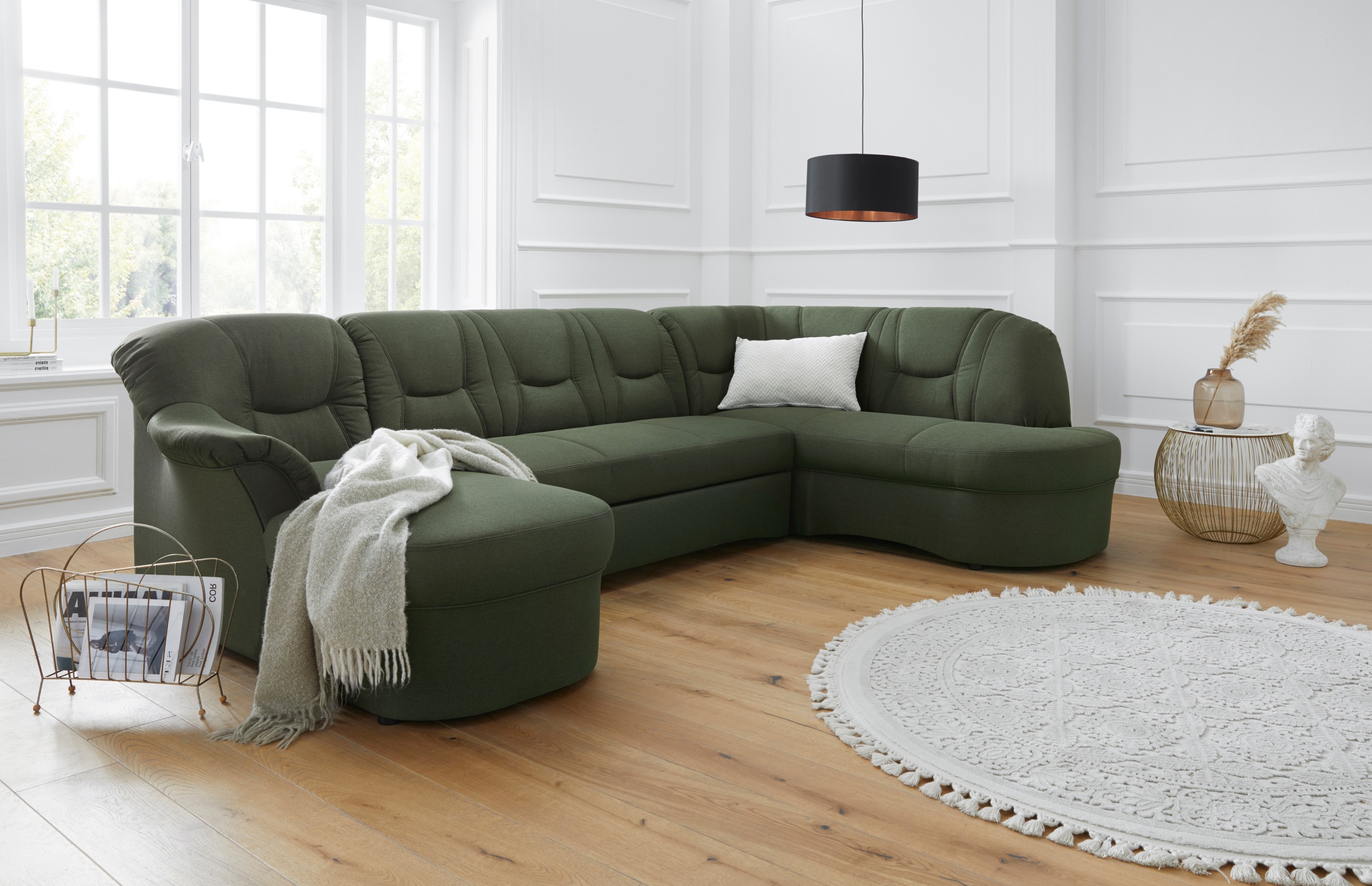 DOMO collection Wohnlandschaft »Sarafina, zeitlos und komfortabel, optional mit Federkern, U-Form«, wahlweise mit Bettfunktion
