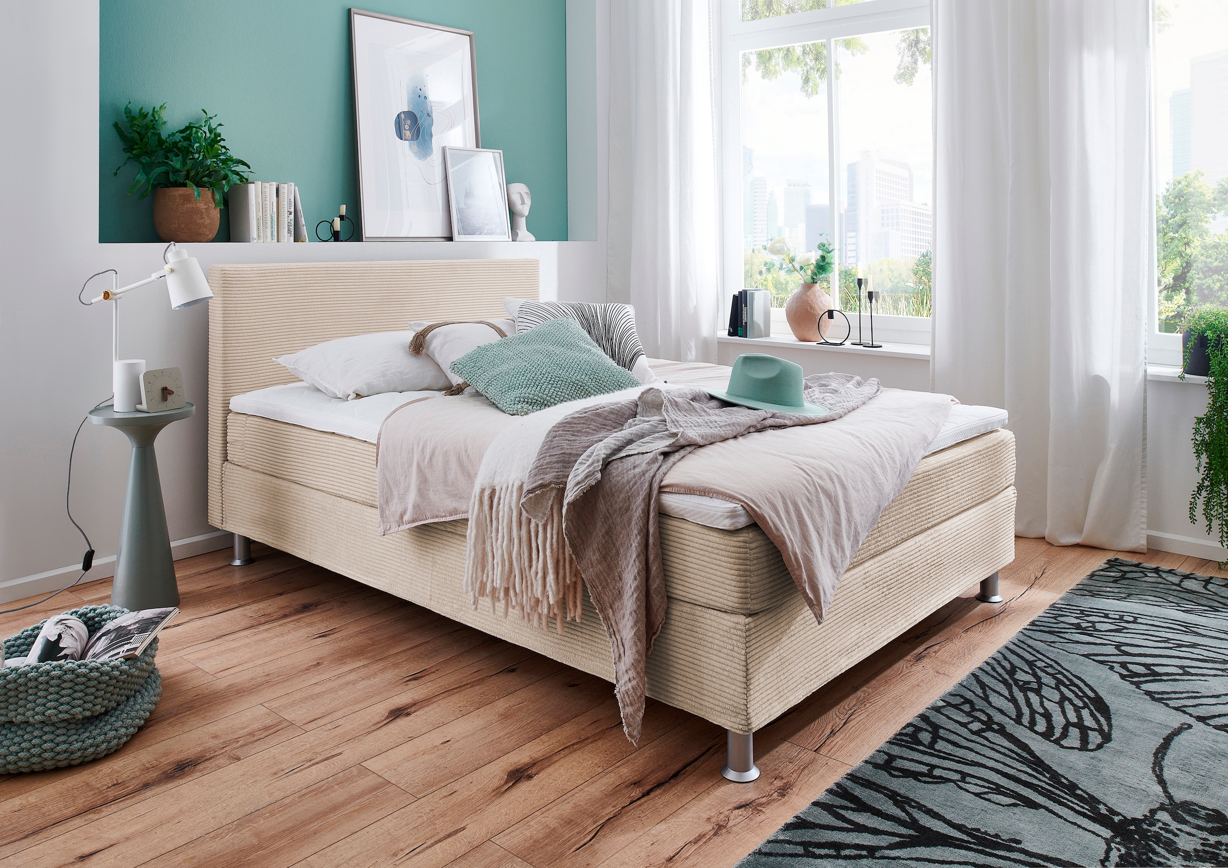 ATLANTIC home collection Boxbett "Edison", inkl. Bonnellfederkern-Matratze und Topper