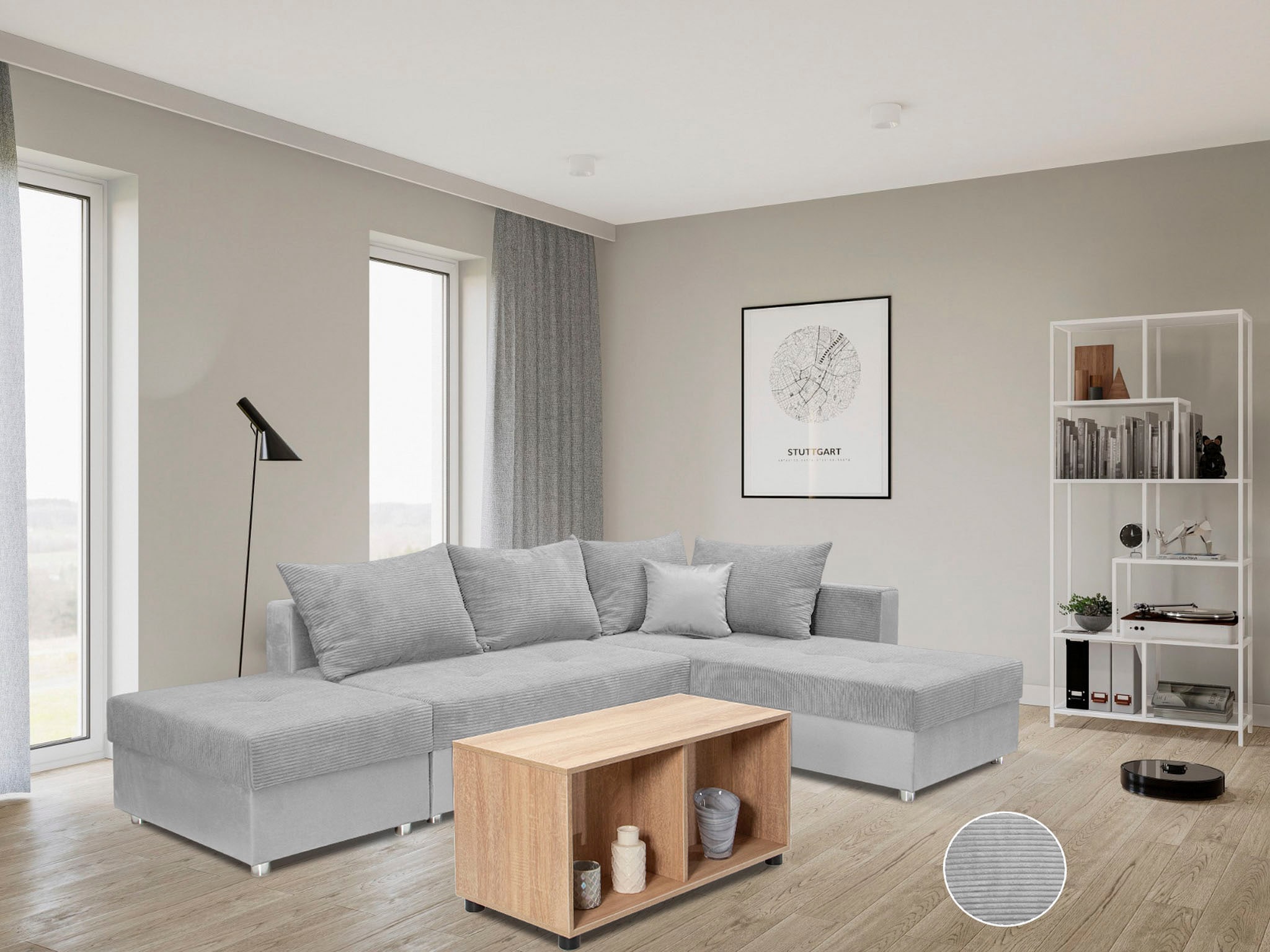 COLLECTION AB Ecksofa »Italia L-Form«, mit Bettfunktion und Bettkasten, in Cord-Samt Mix