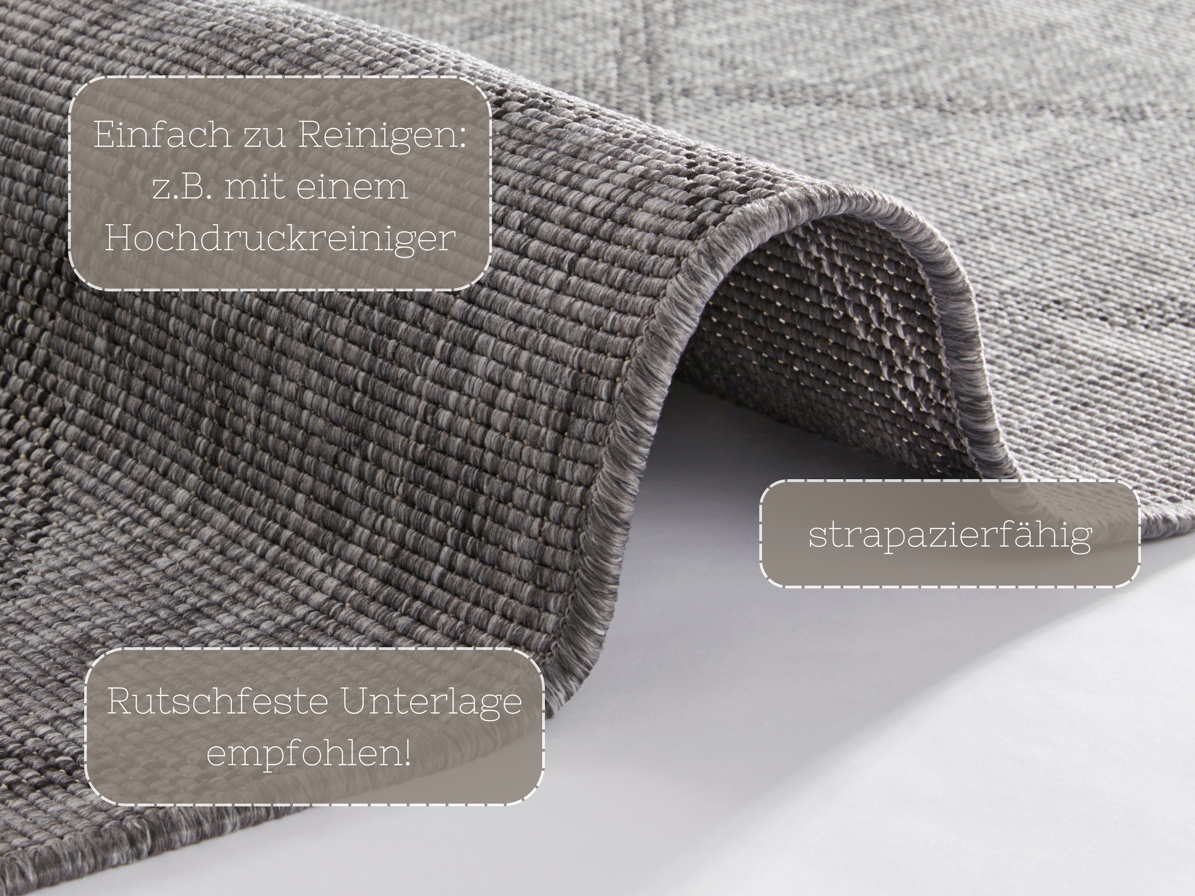 NORTHRUGS Teppich »Corsica Wendeteppich«, rechteckig, 5 mm Höhe, In-& Outdoor, Wetterfest, Balkon, Läufer, Wohnzimmer, Wasserfest