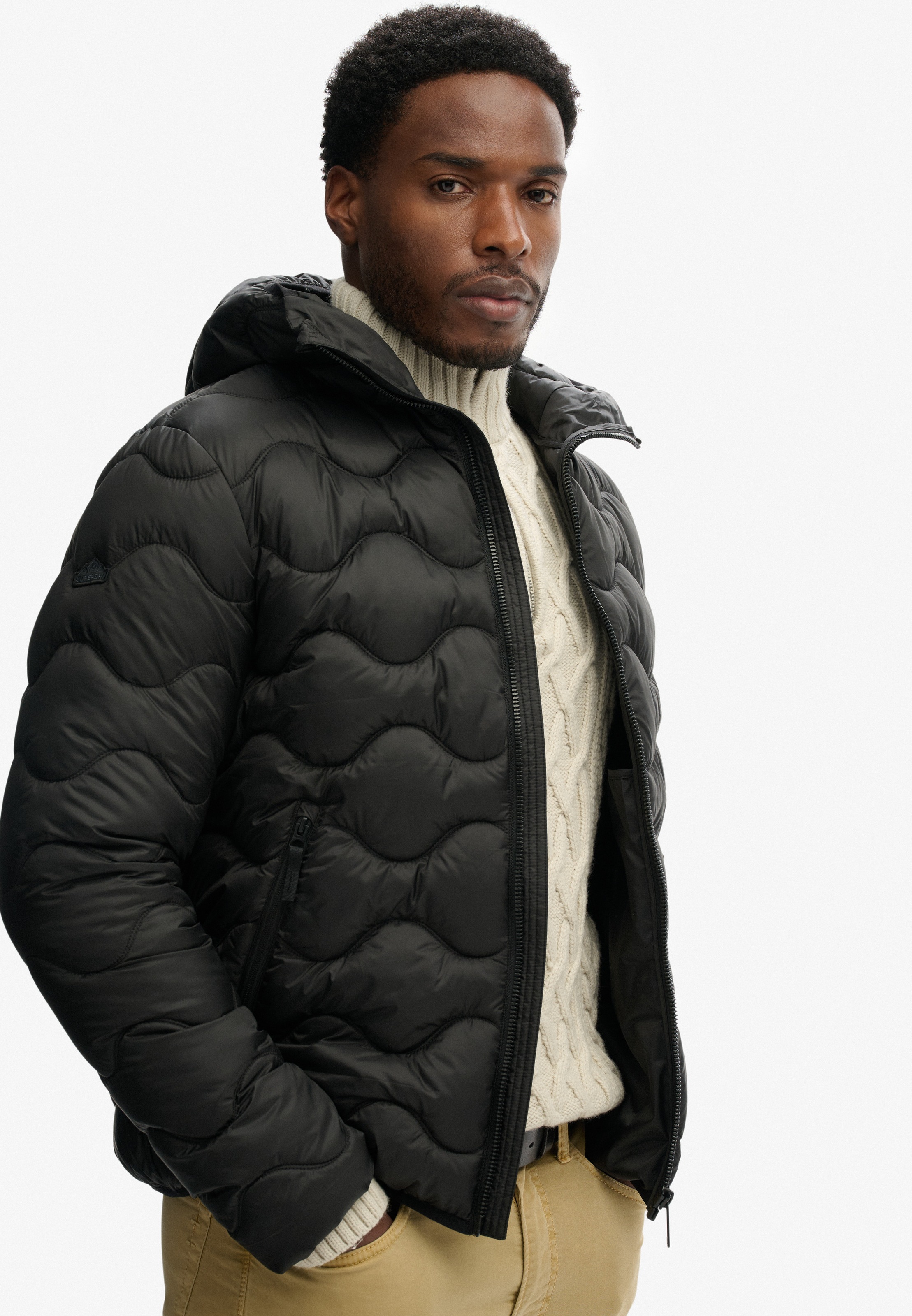 Thumbnail - Superdry Steppjacke "HOODED QUILTED WAVE PADDED JKT" mit Kapuze