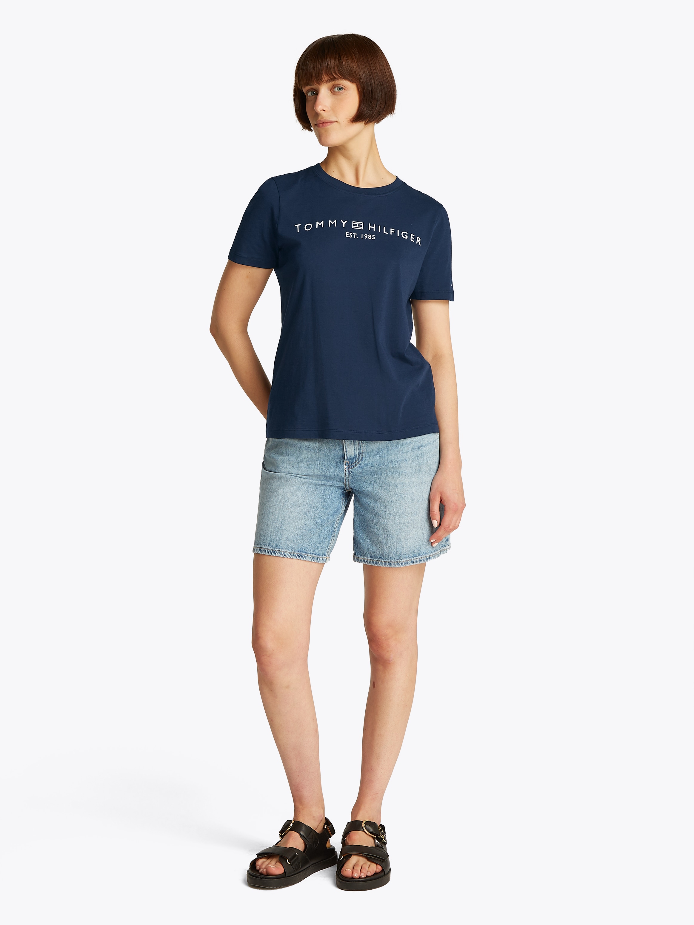 Tommy Hilfiger T-Shirt »REG CORP LOGO C-NK SS«, mit Logoschriftzug